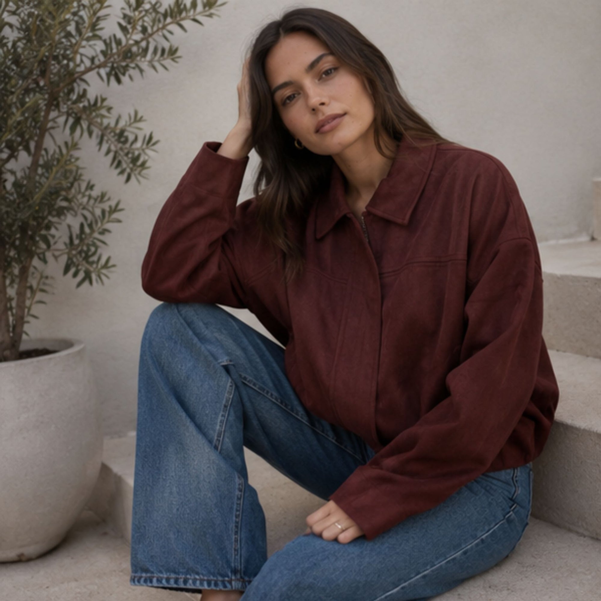 Faux Suede Bomber