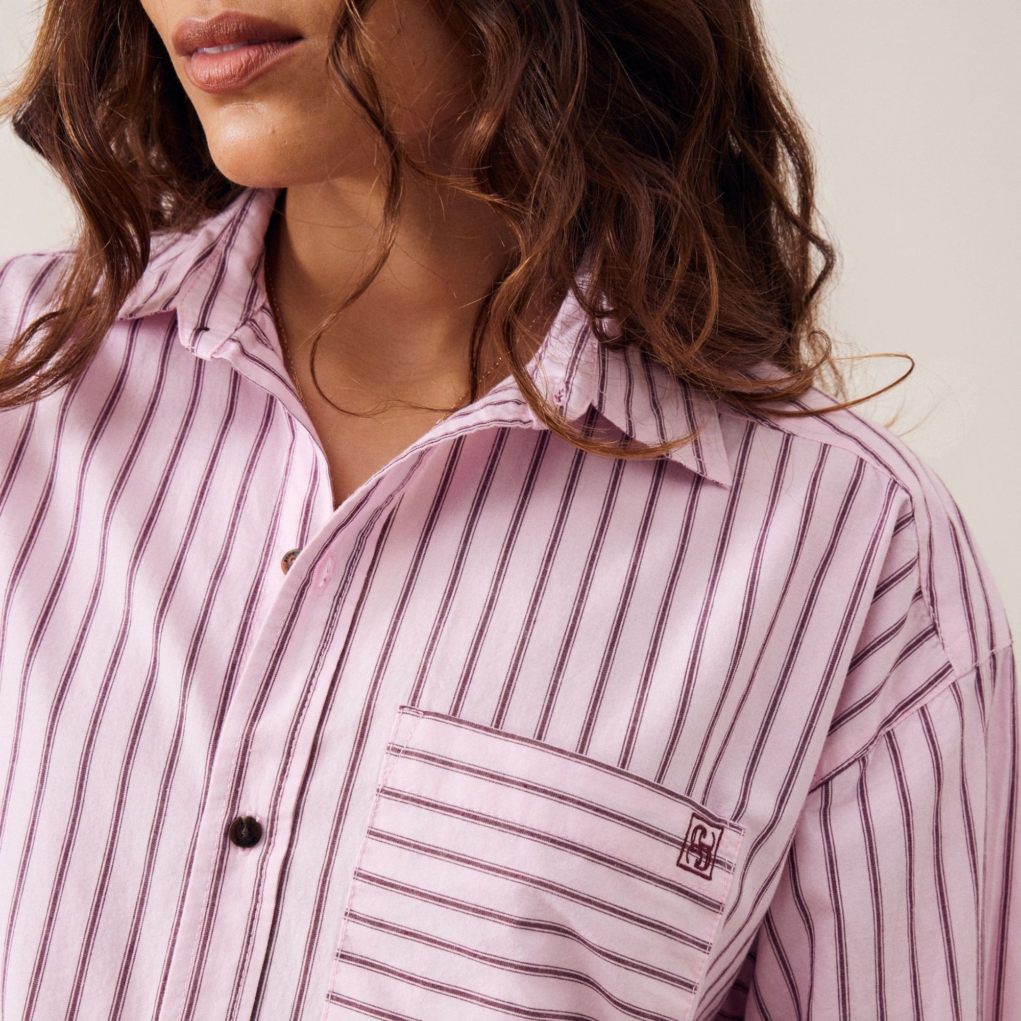 Peta Oversized Shirt Pink Stripe