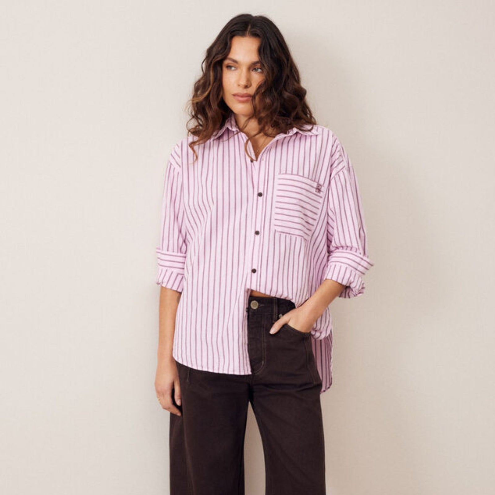Peta Oversized Shirt Pink Stripe