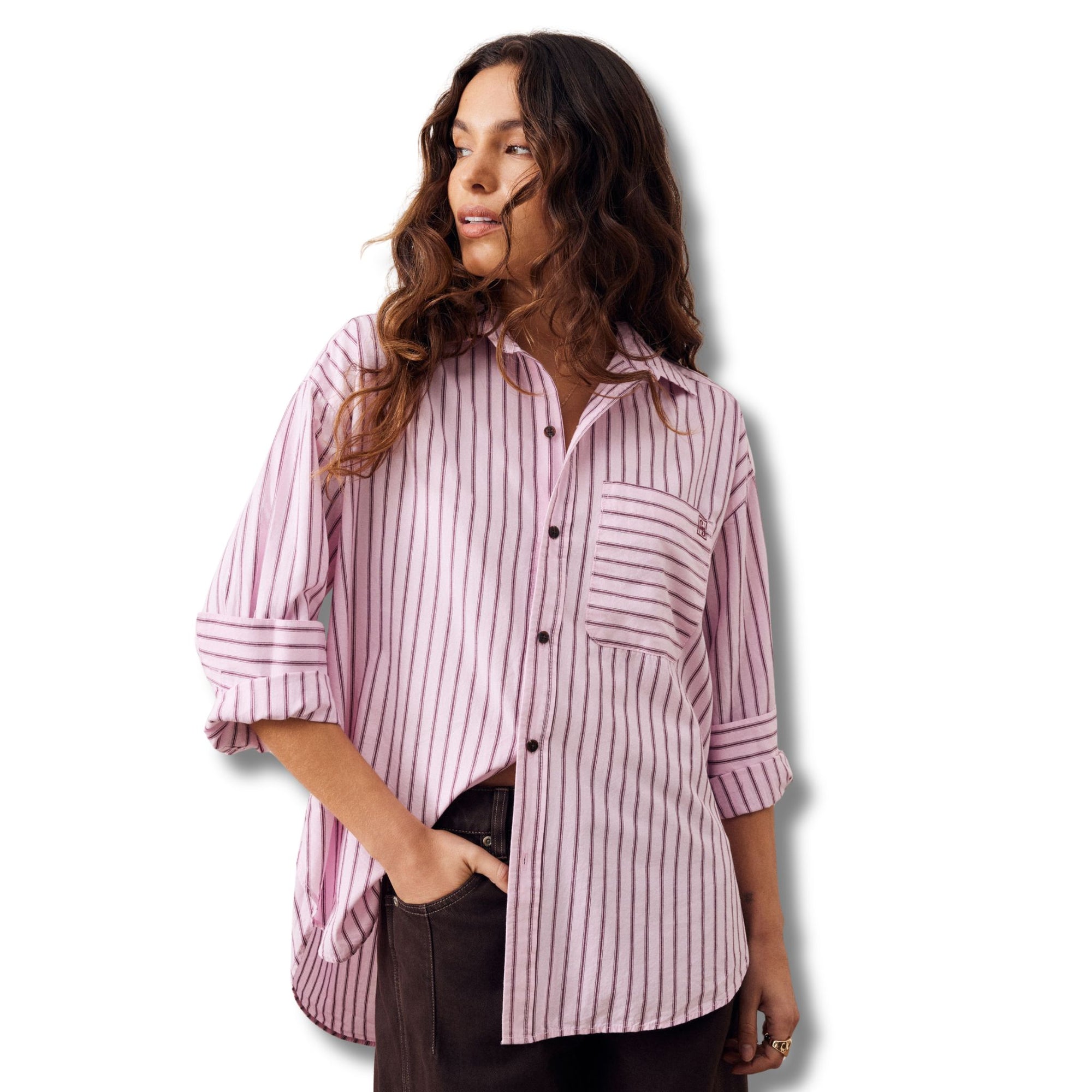 Peta Oversized Shirt Pink Stripe