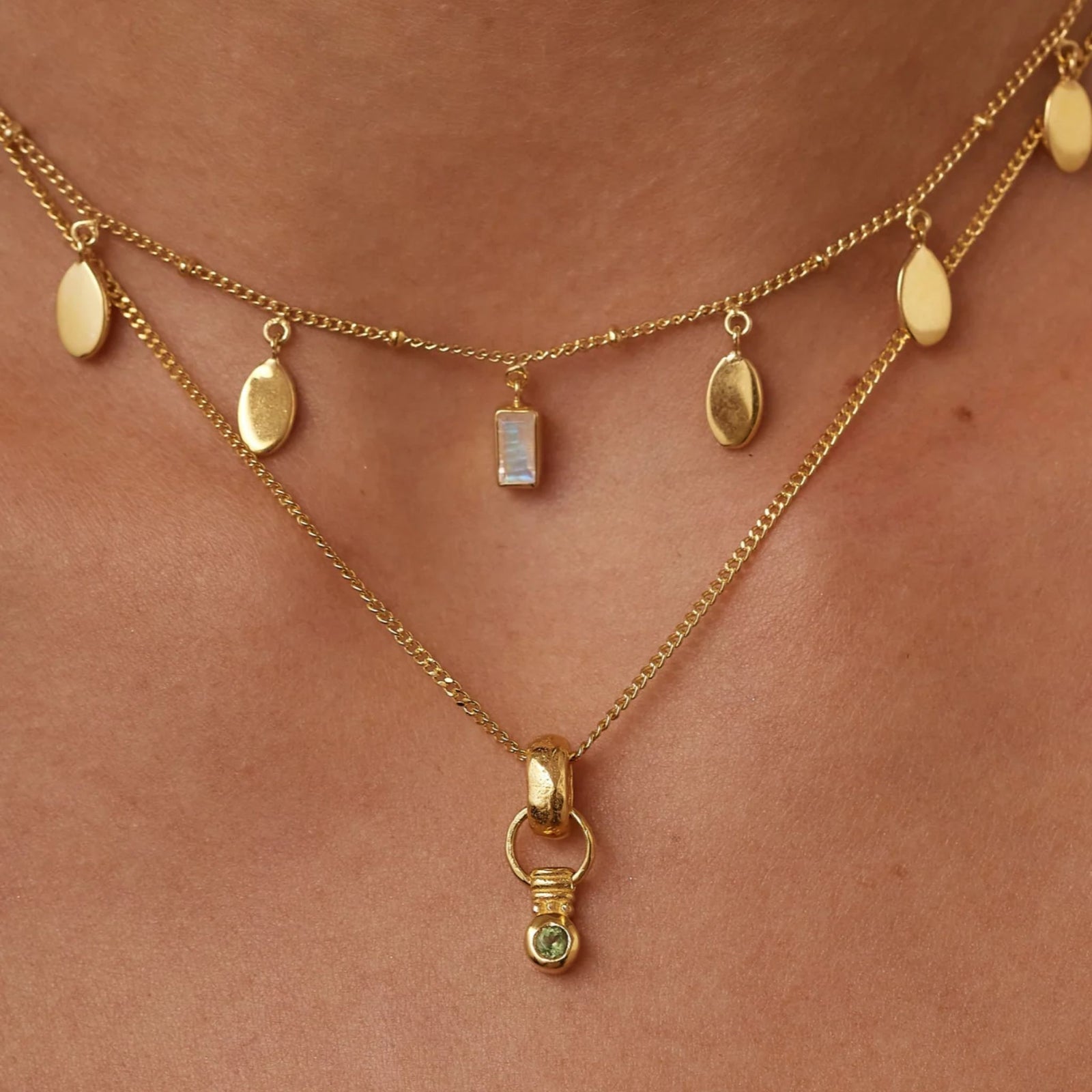 Petal Moonstone Gold Necklace