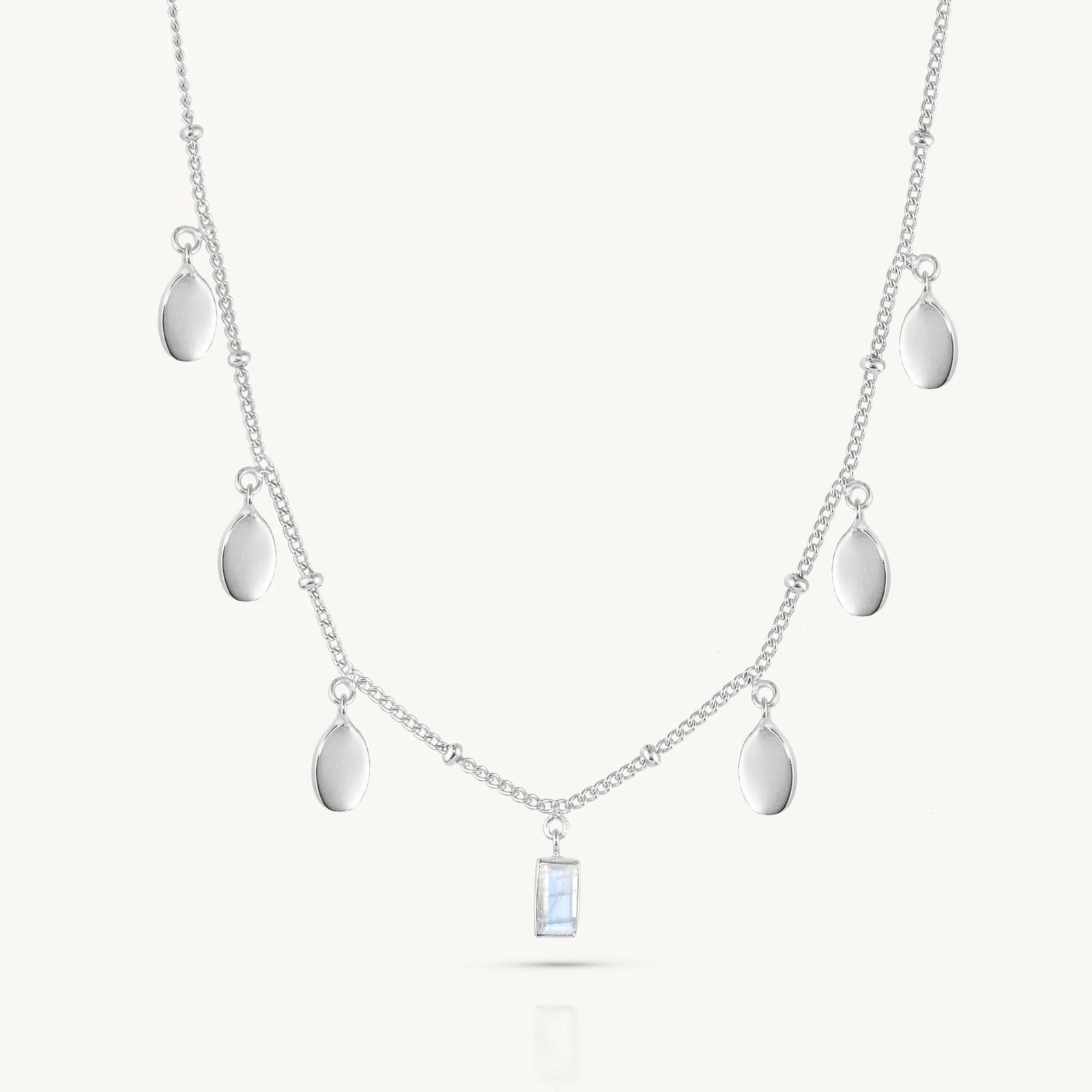 Petal Moonstone Silver Necklace
