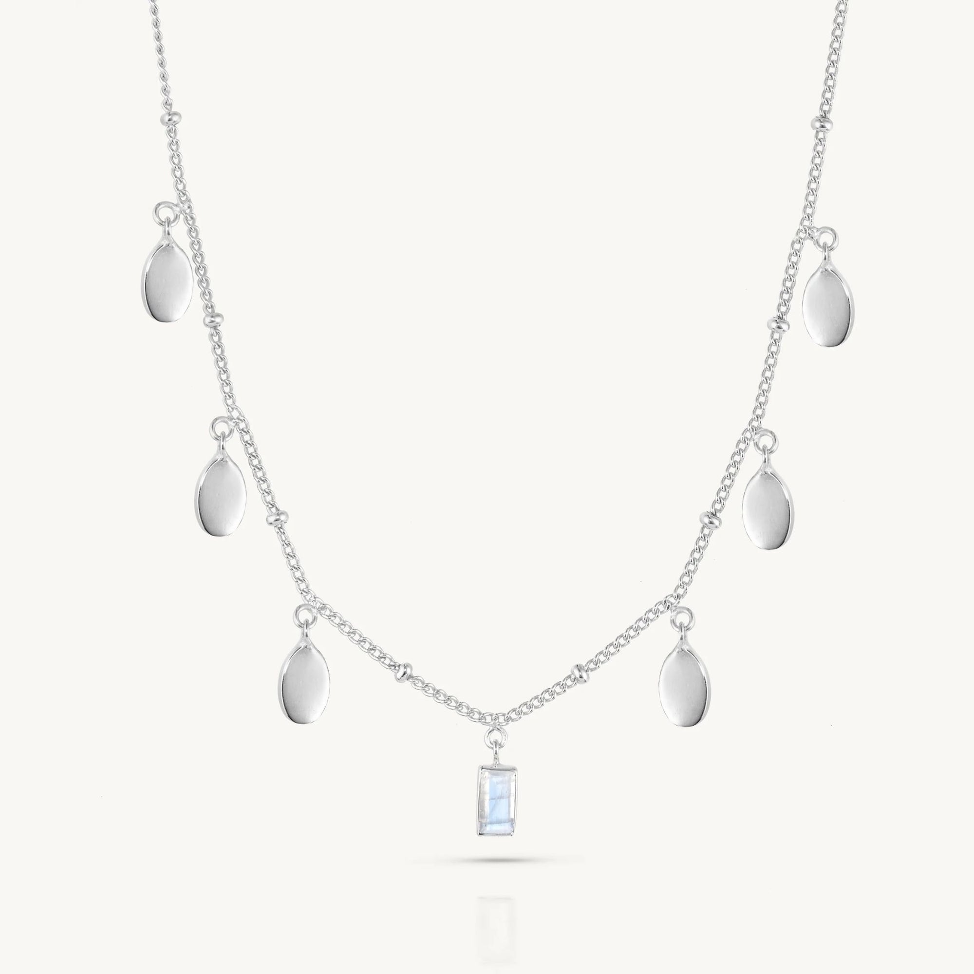 Petal Moonstone Silver Necklace