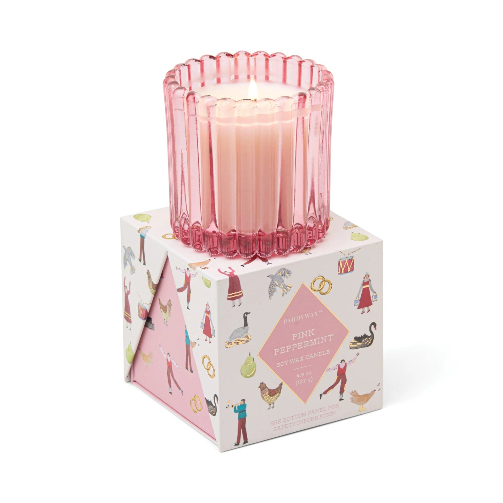 Christmas Glass Candle Pink Peppermint