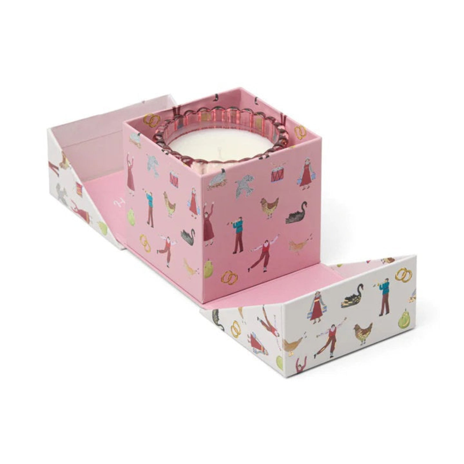 Christmas Glass Candle Pink Peppermint