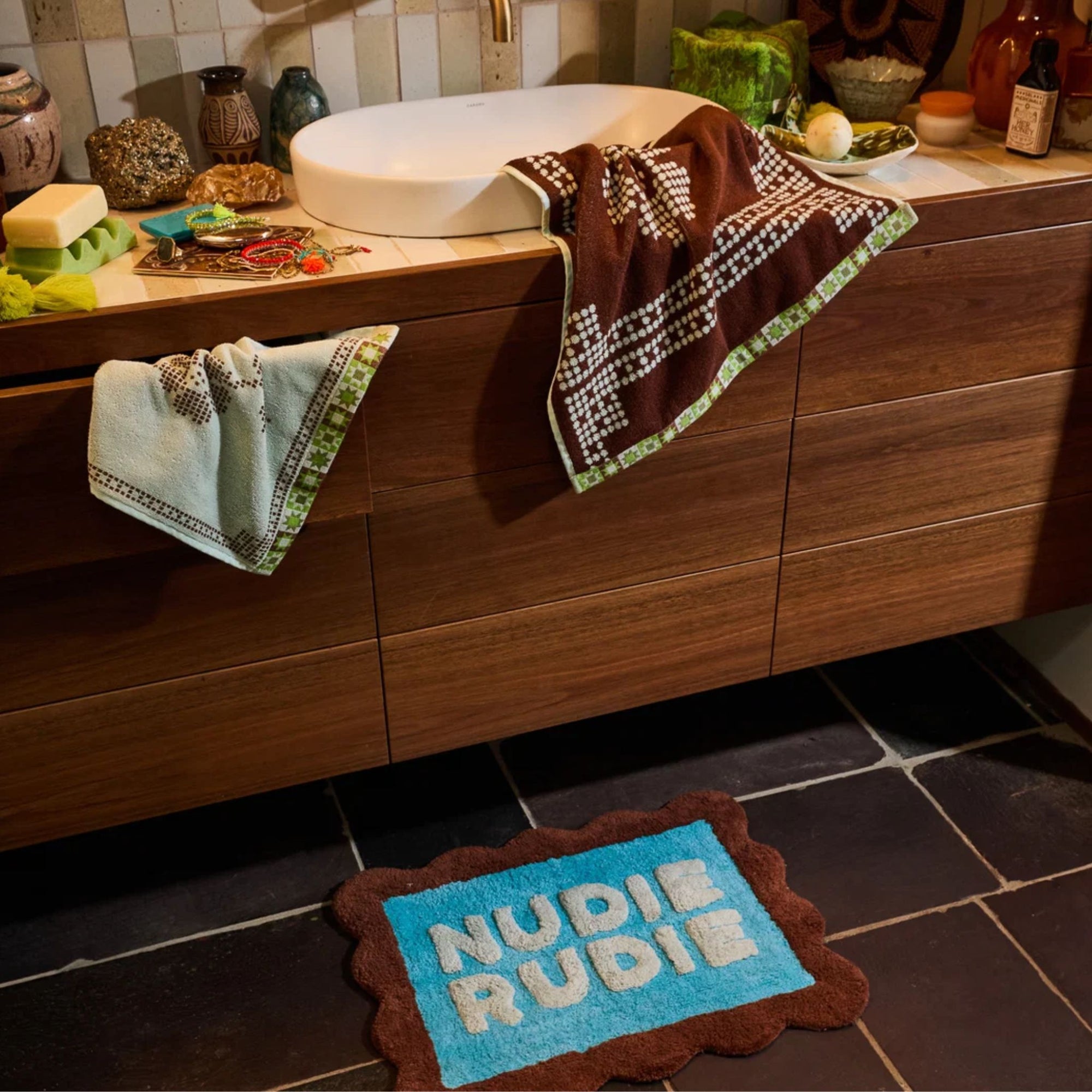 Romy Nudie Bath Mat Turquoise