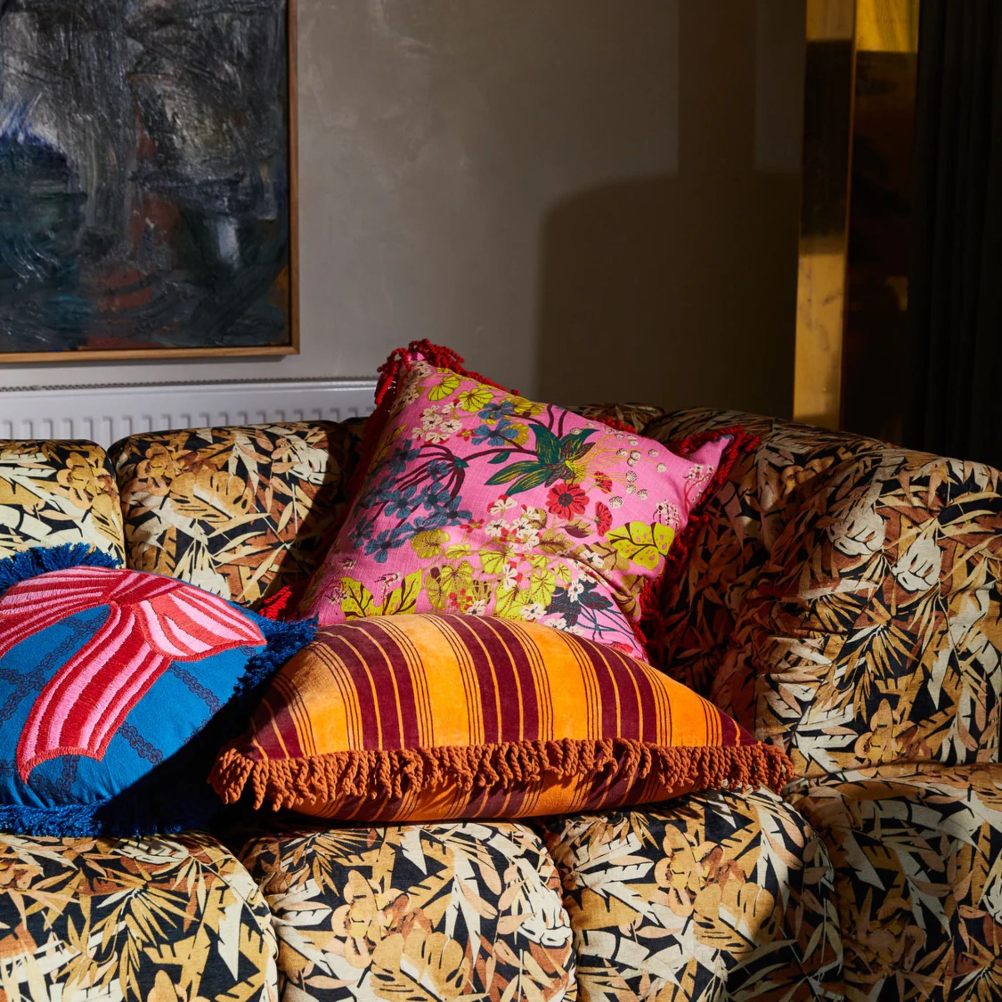 Genevieve Square Fringe Cushion