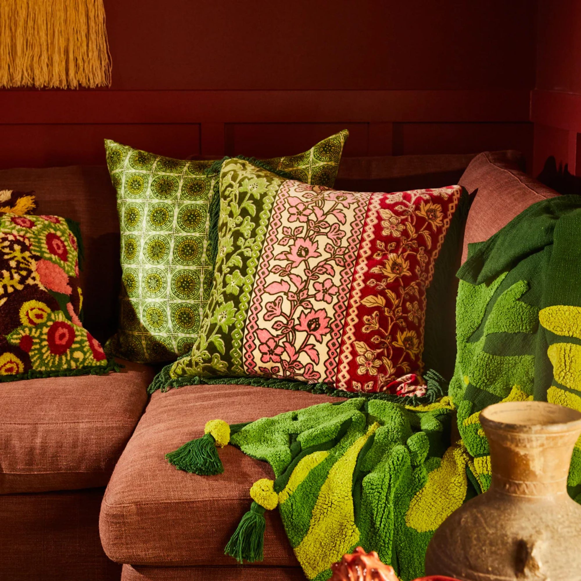 Thea Velvet Cushion Kelp