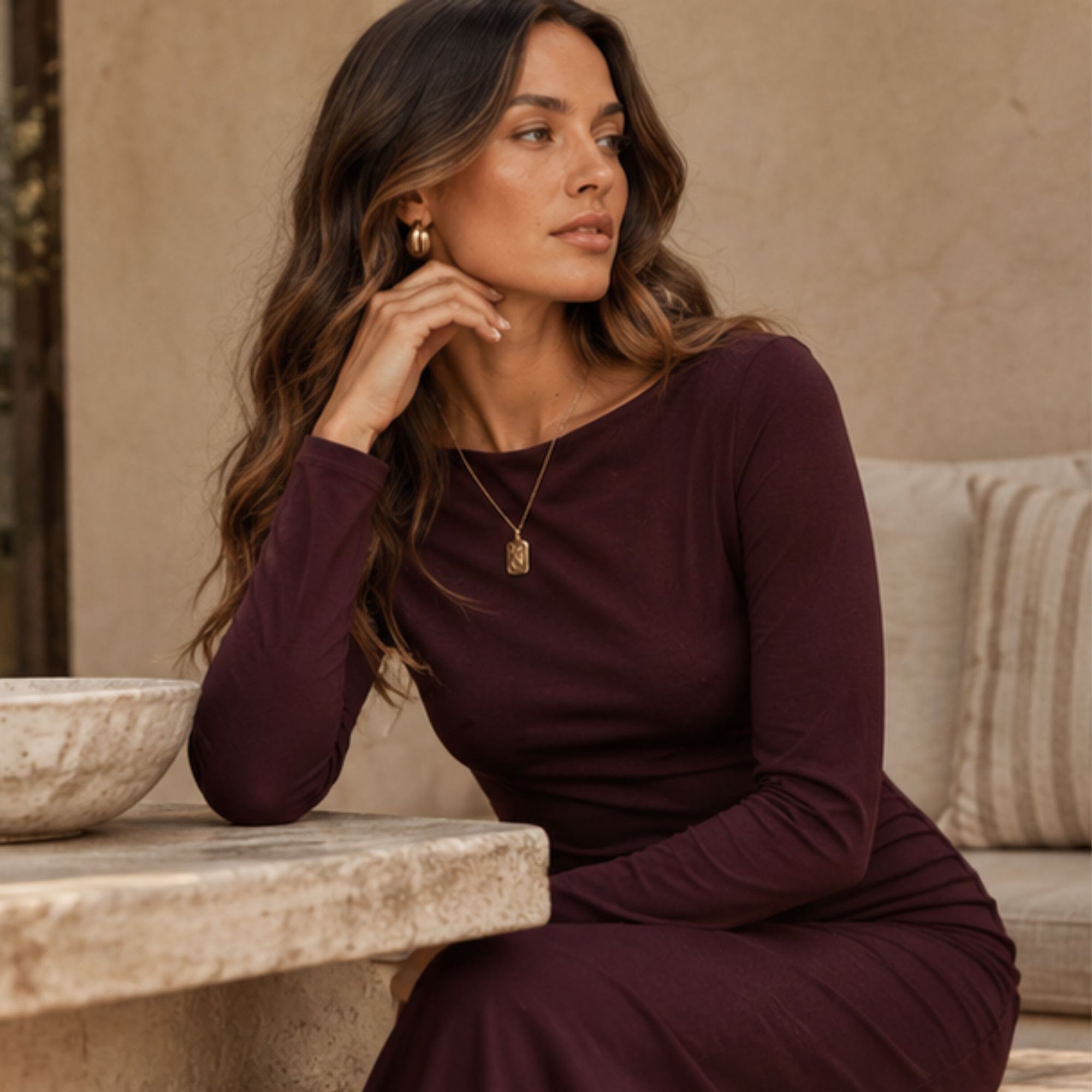 Jade Seamed Jersey Dress
