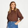 Roxy Shirred Cuff Blouse