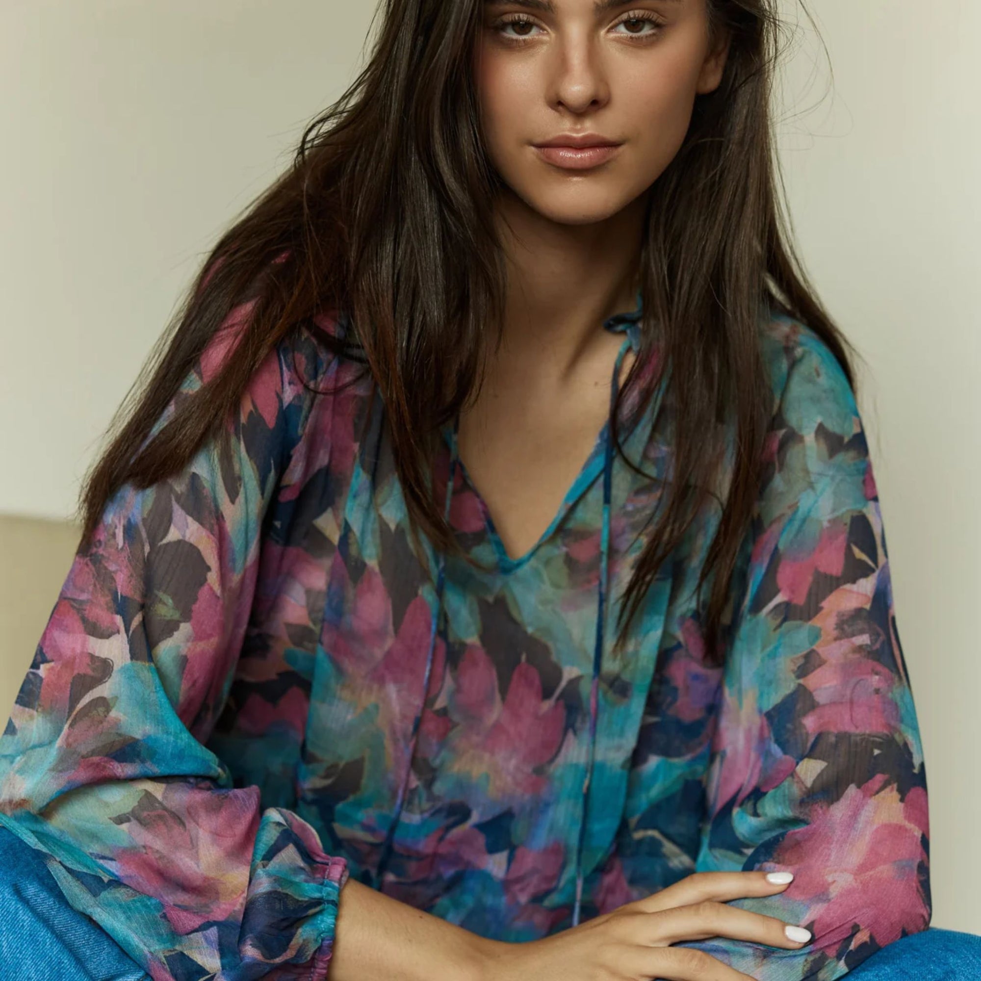 Willow Tie Front Blouse Native Orchid