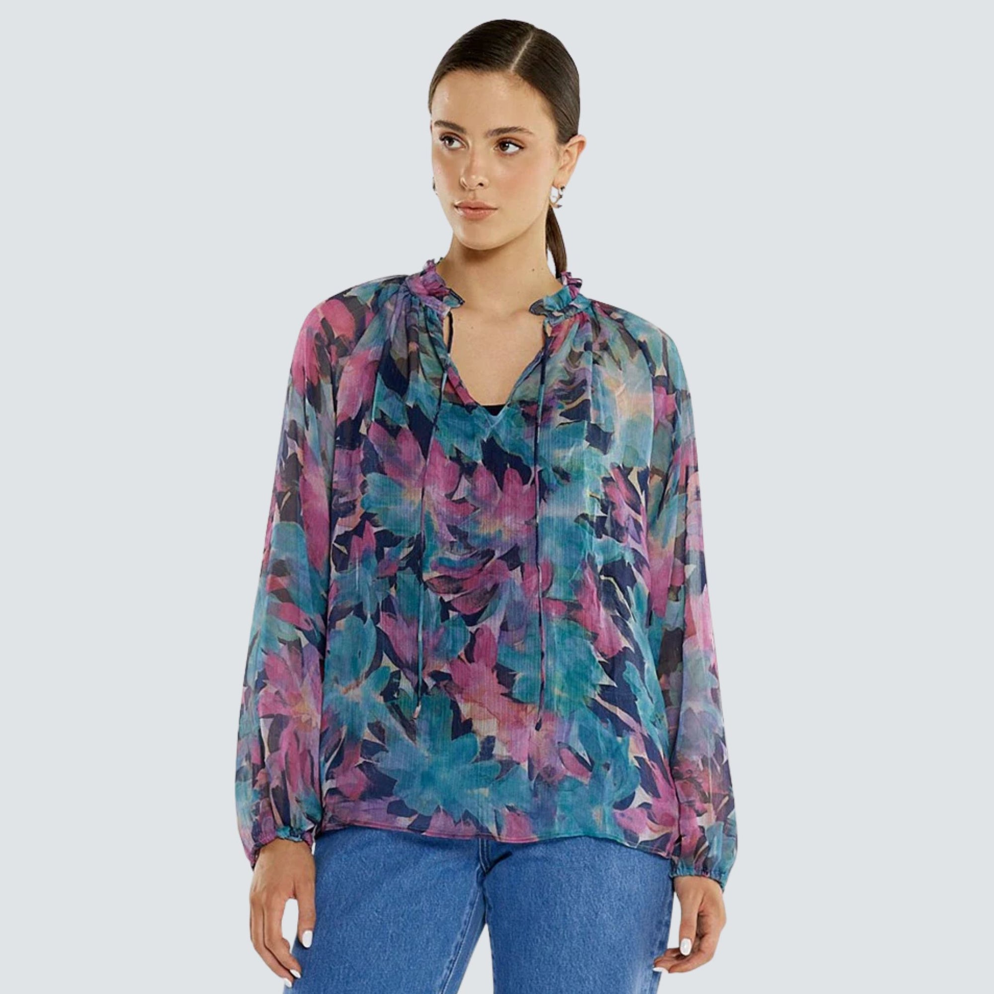 Willow Tie Front Blouse Native Orchid