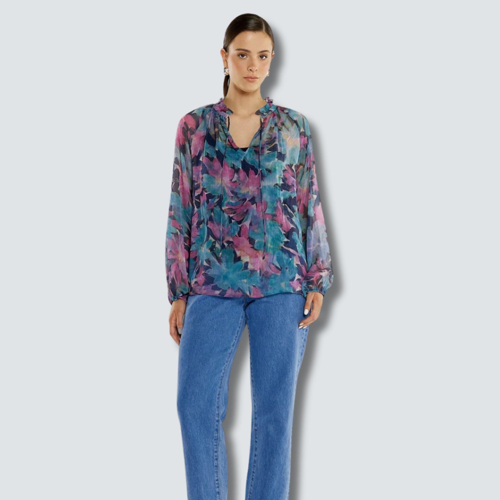 Willow Tie Front Blouse Native Orchid