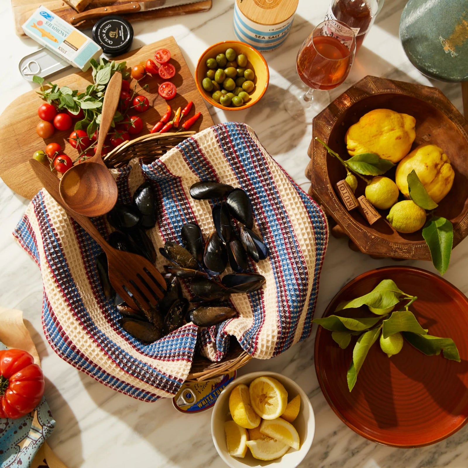 Selene Stripe Tea Towel Azure