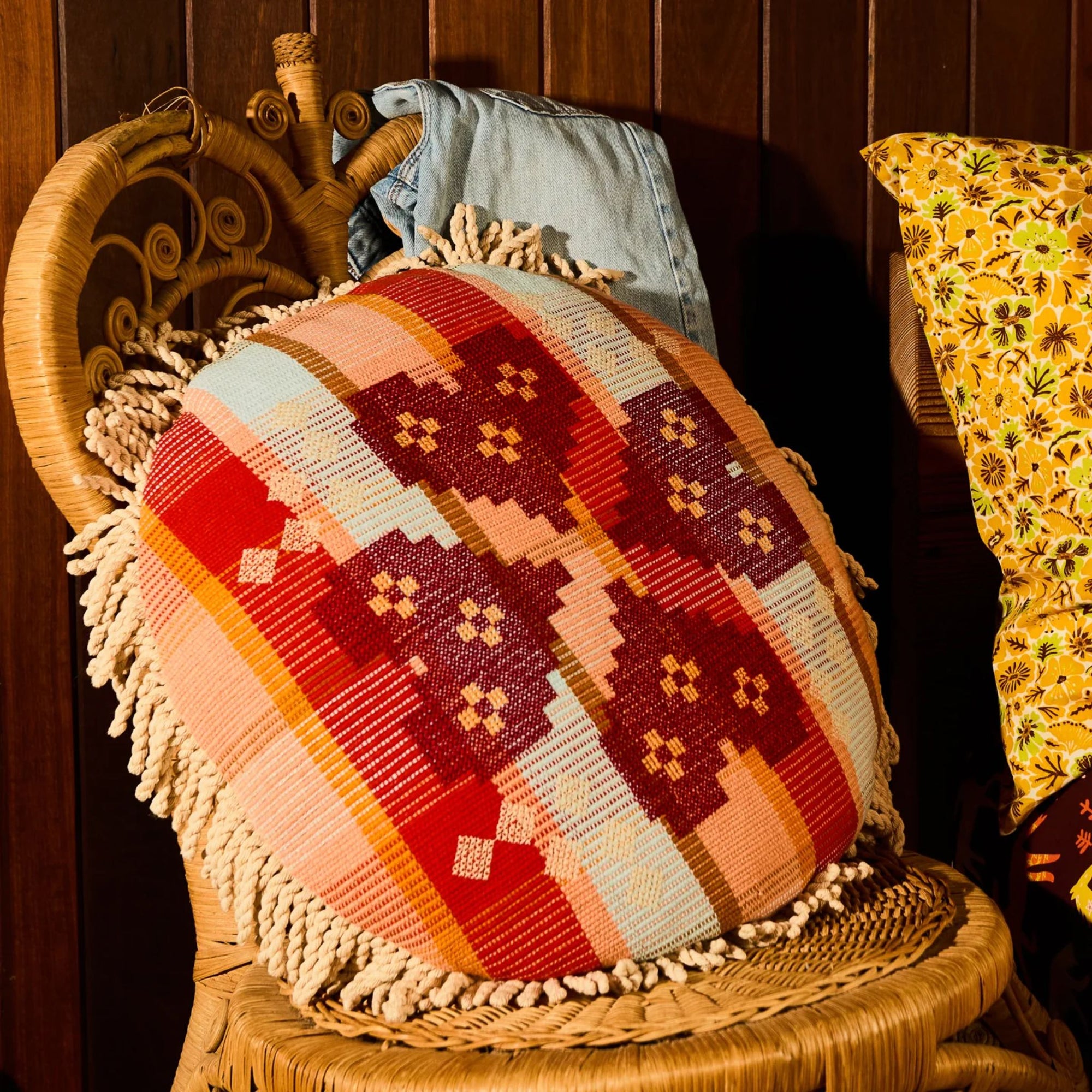 Shiloh Cross-Stitched Embroidered Cushion