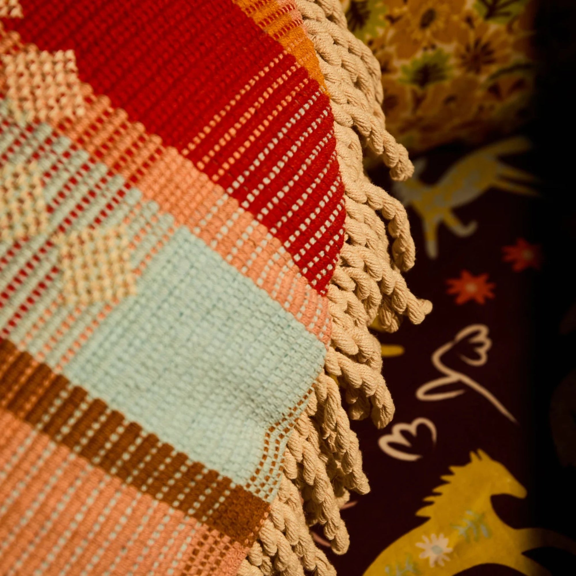 Shiloh Cross-Stitched Embroidered Cushion