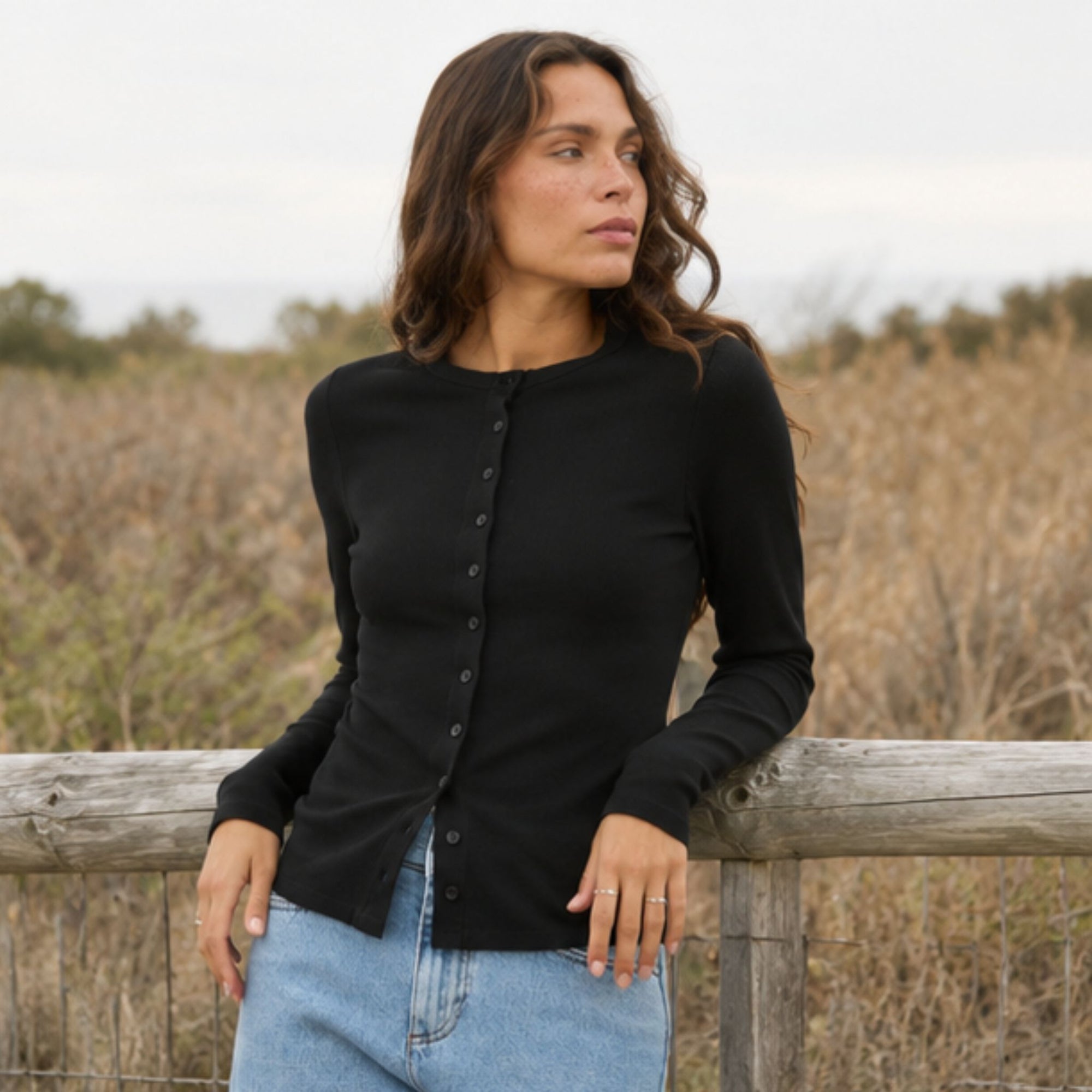 Button Up Long Sleeve Tee