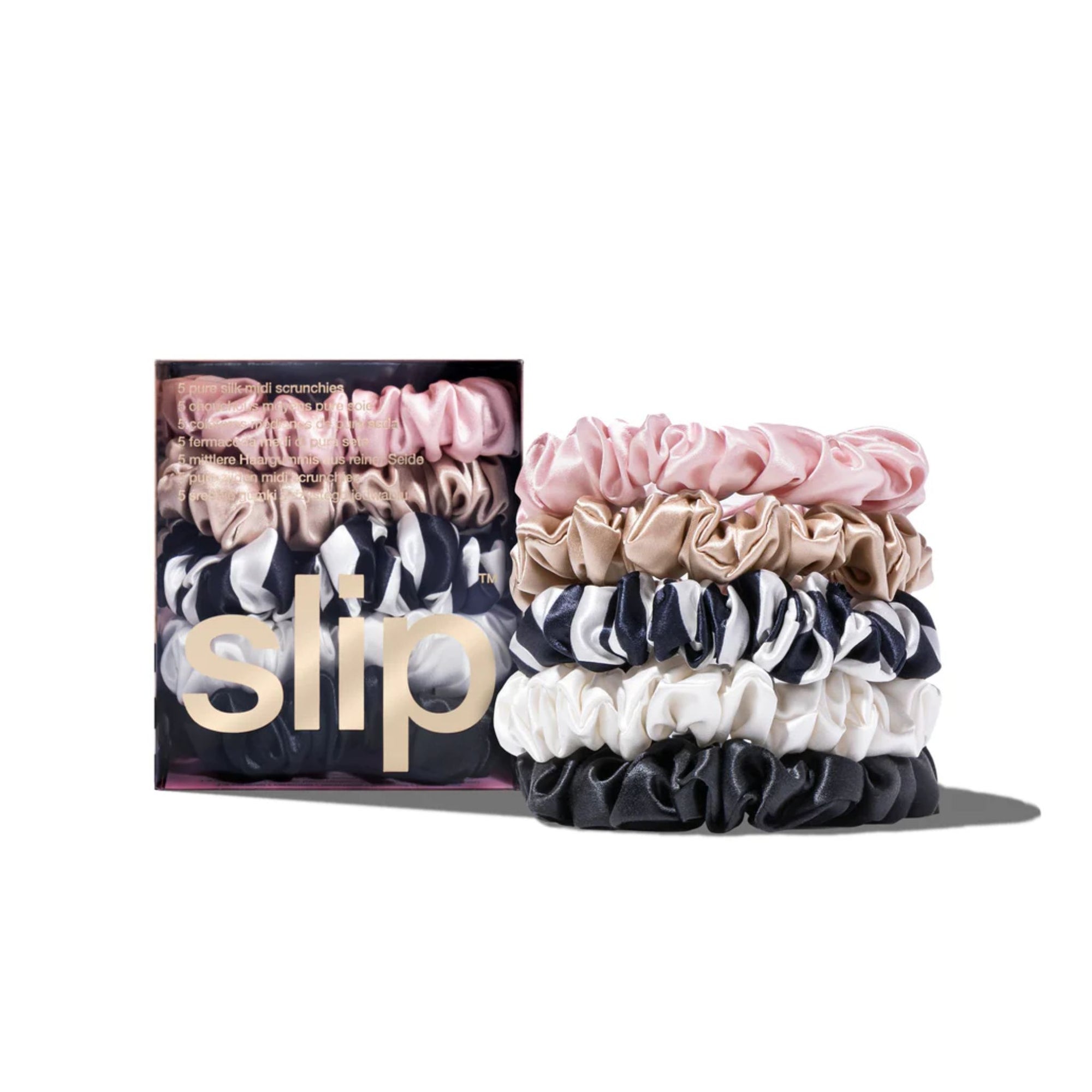 Silk Midi Scrunchies 5 Piece Set Multi
