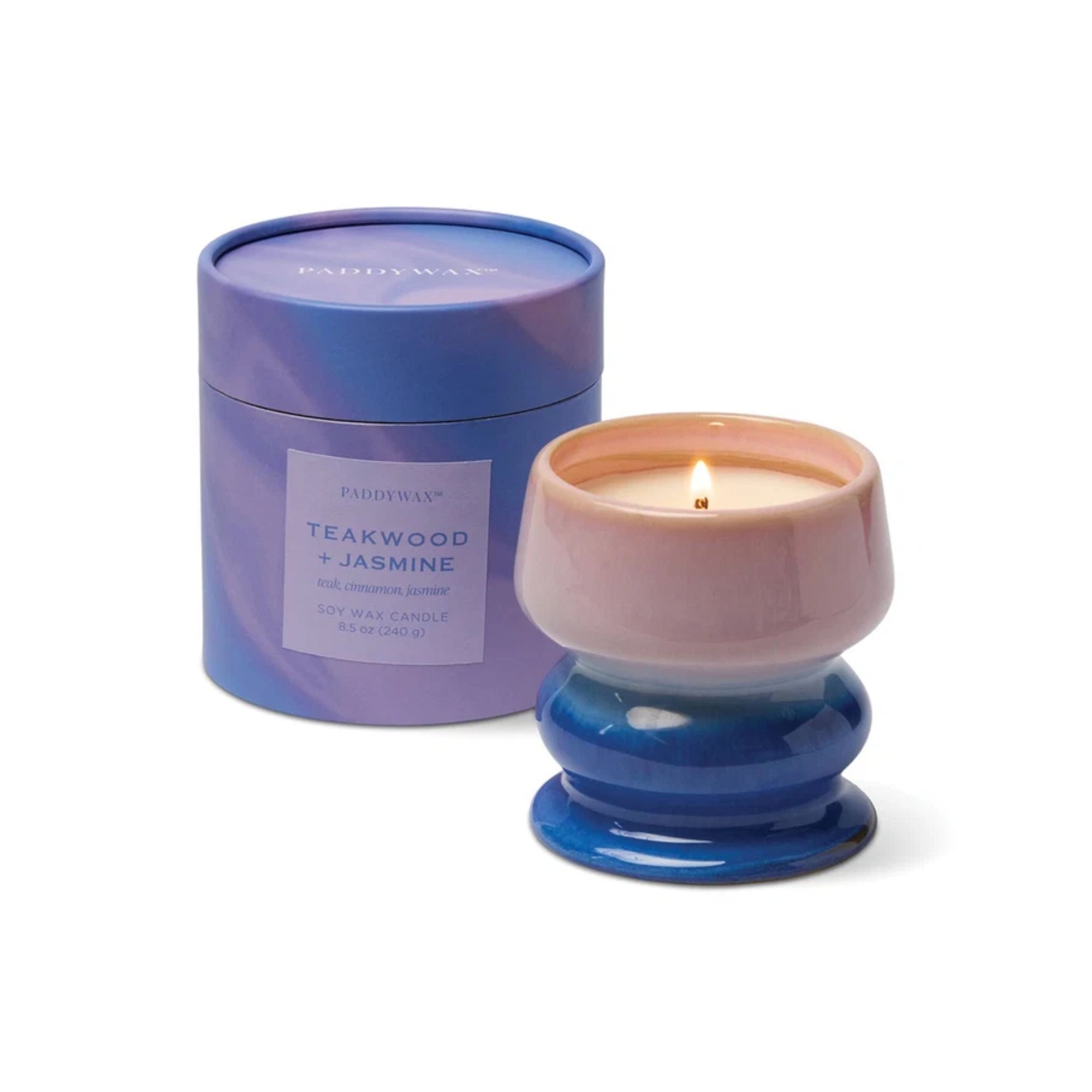 Melt Ombre Reactive Dyed Ceramic Candle - Teakwood &amp; Jasmine