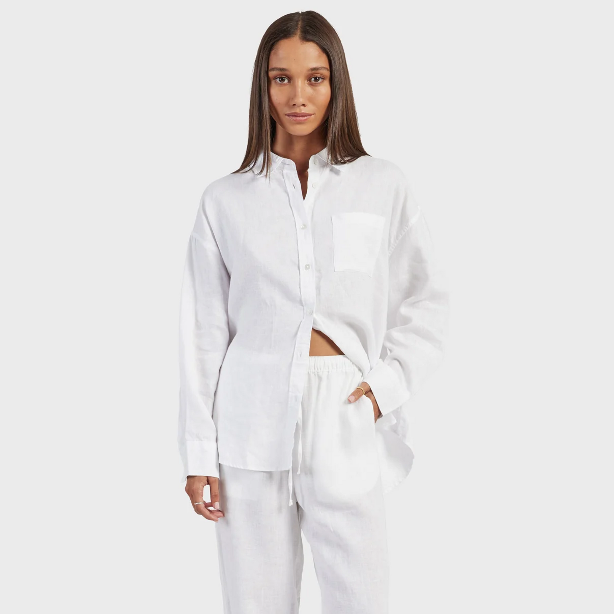 Women&#39;s Hampton Linen Long Sleeve Shirt