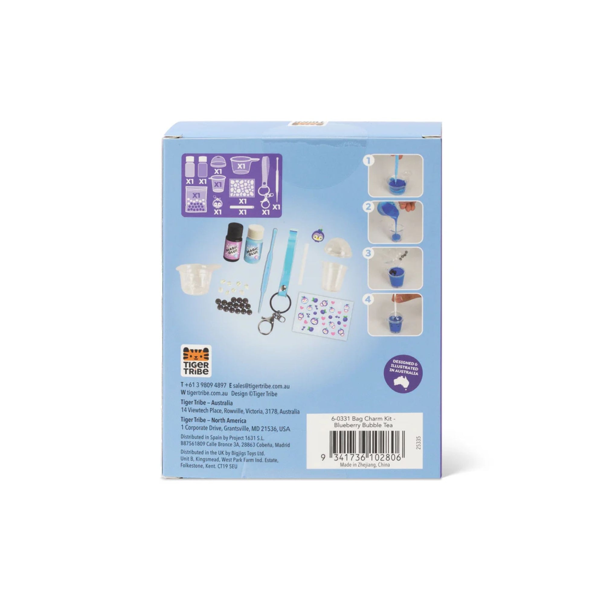 Bag Charm Kit - Blueberry Bubble Tea