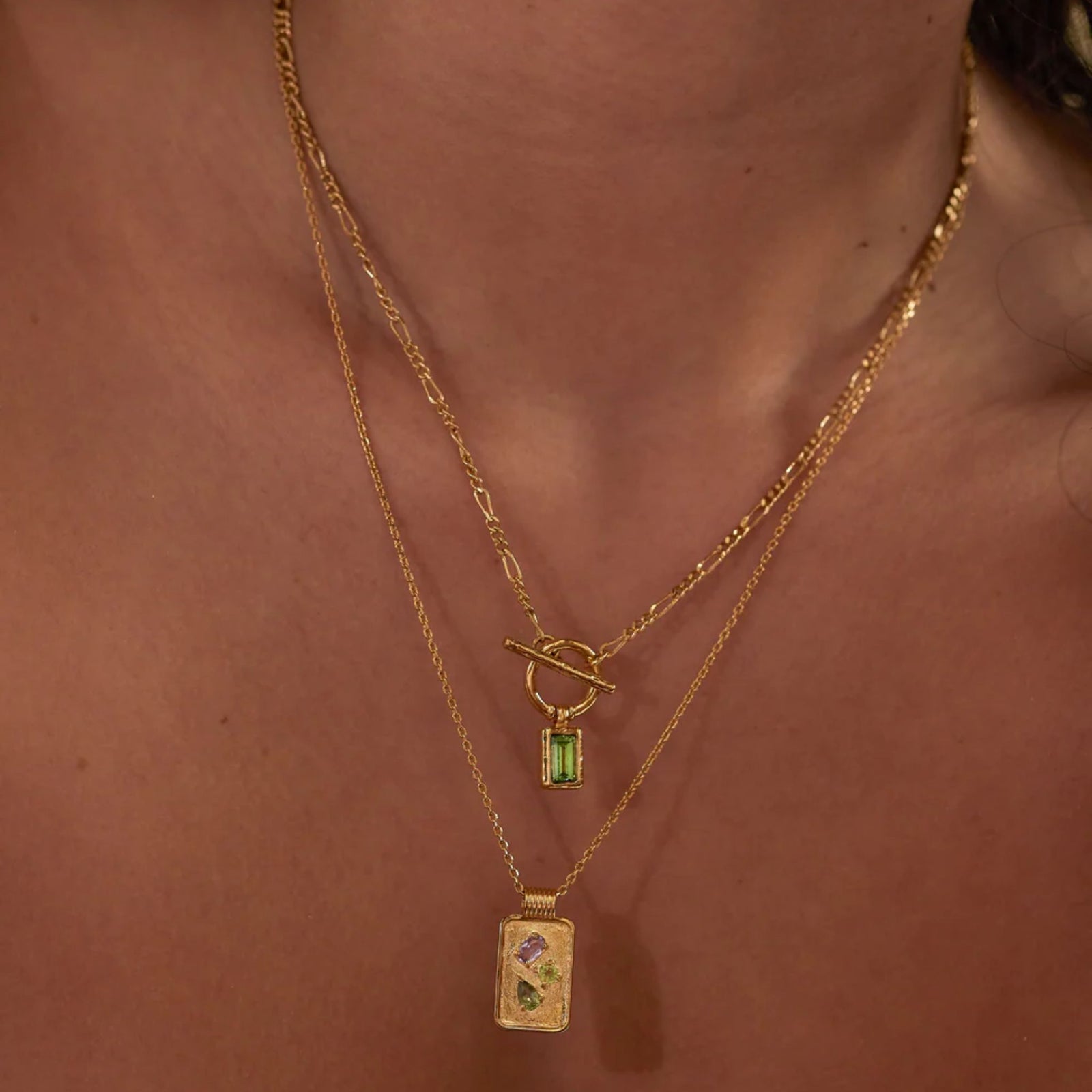 Apatite Gold Toggle Necklace