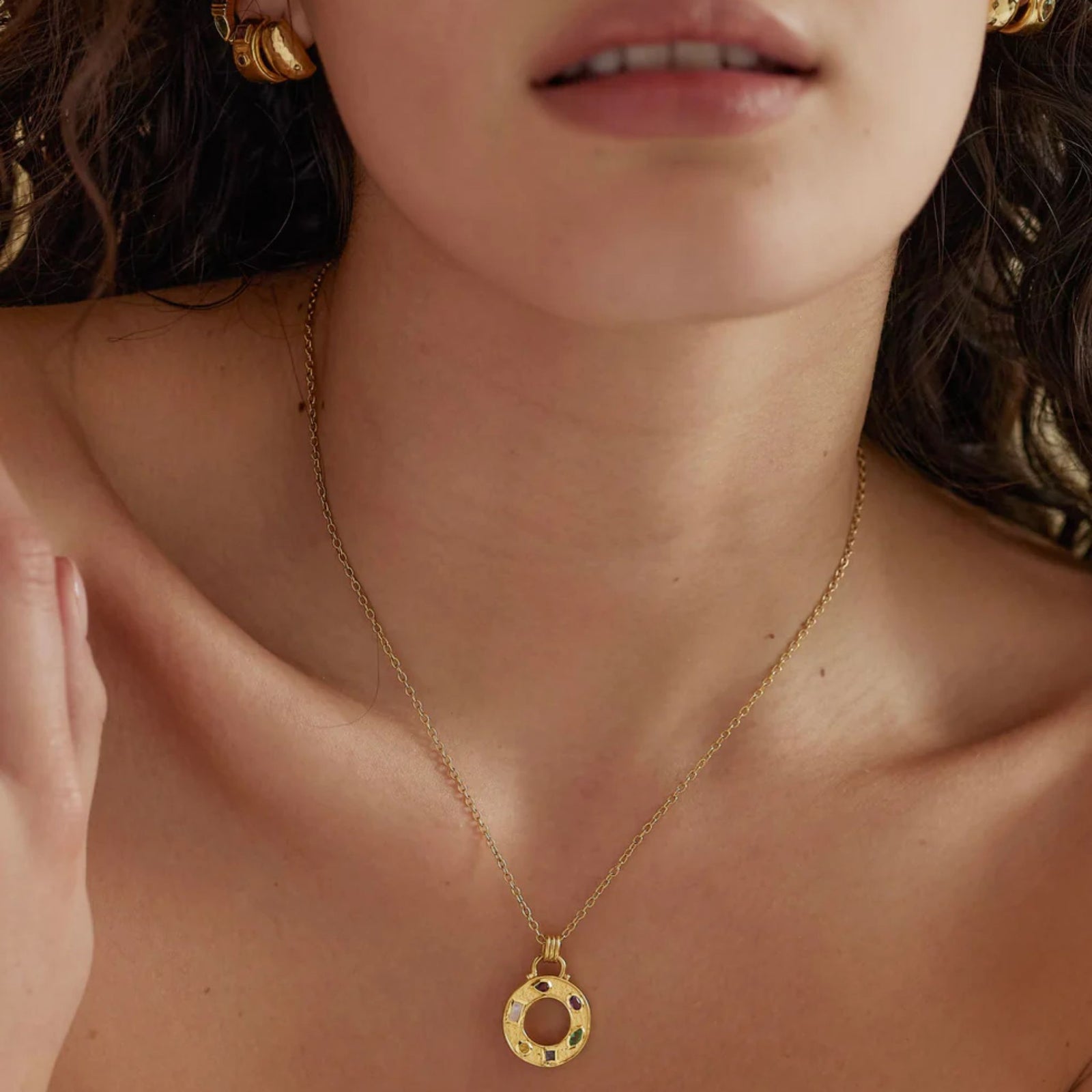 Cleo Mixed Stone Gold Necklace