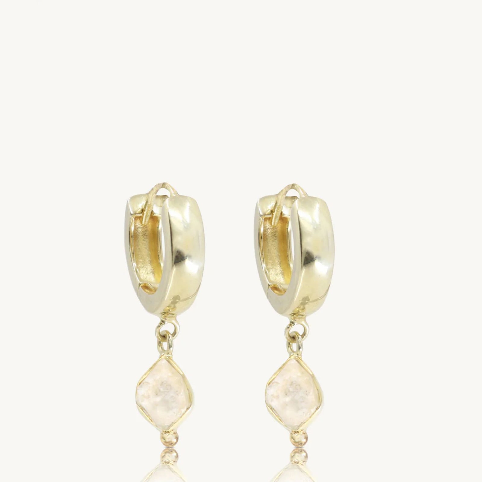 Herkimer Diamond Gold Huggies