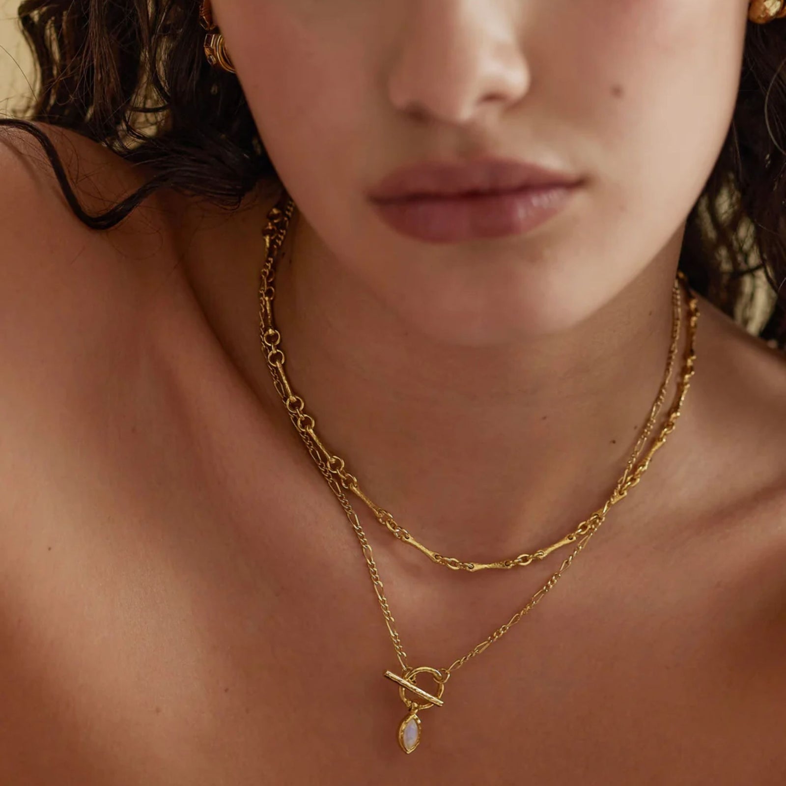 Moonstone Gold Toggle Necklace