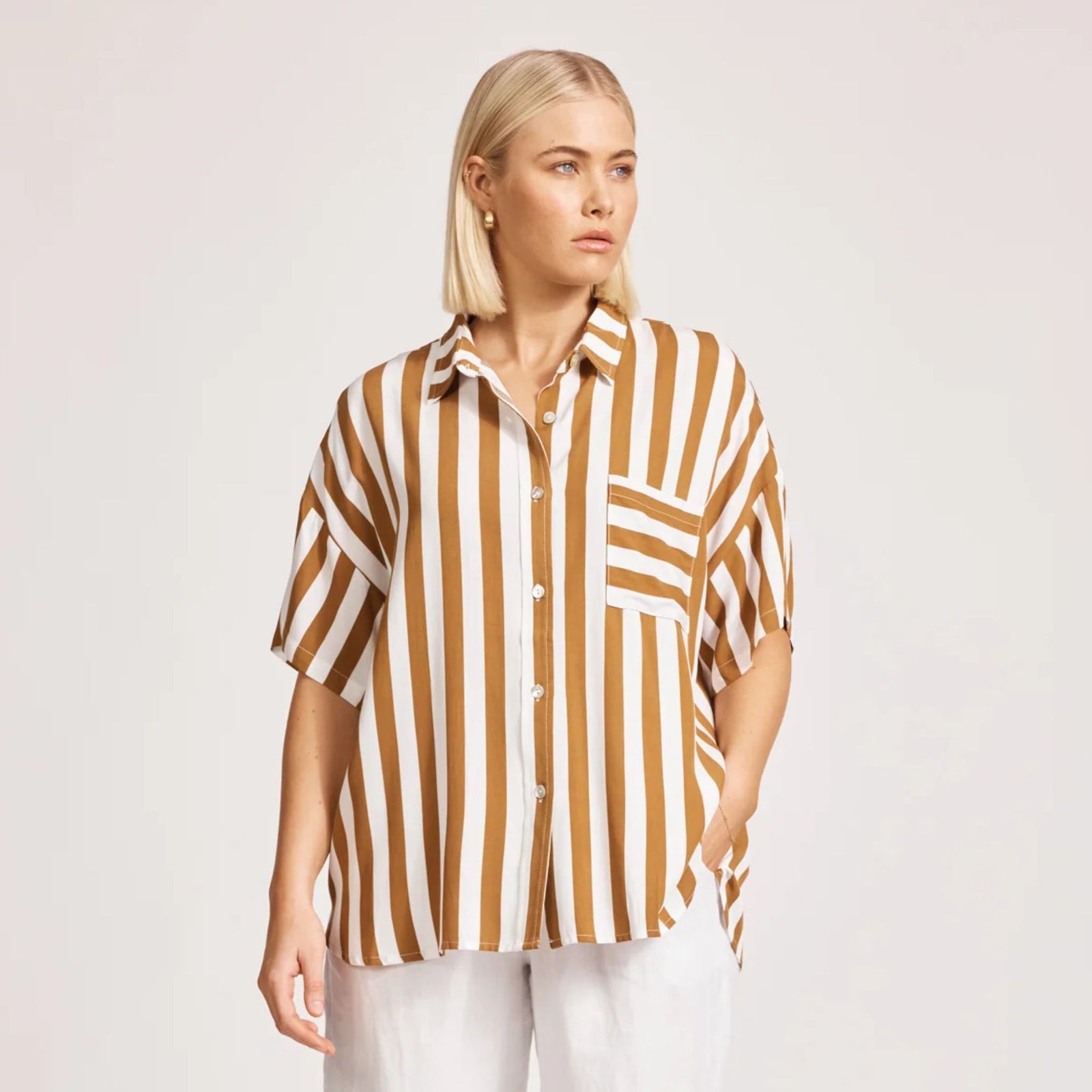 Treville Stripe Shirt Caramel
