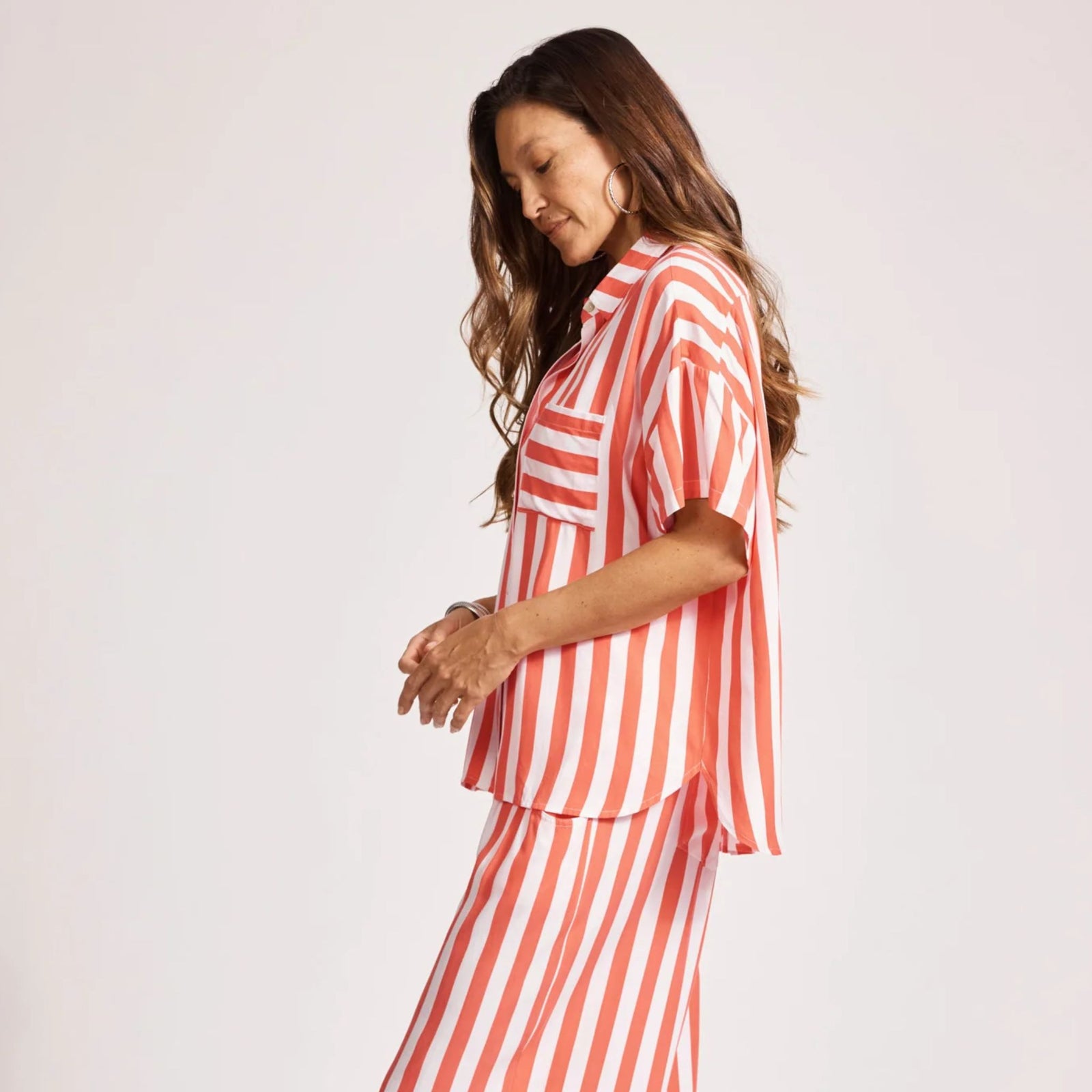 Treville Stripe Shirt Coral