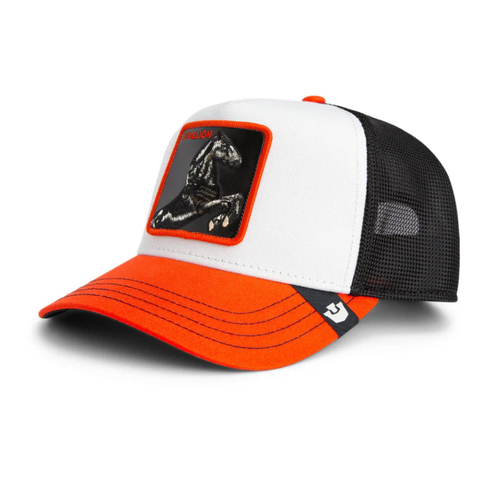 Trucker hat with a horse emblem and 'STALLION' text on a white background