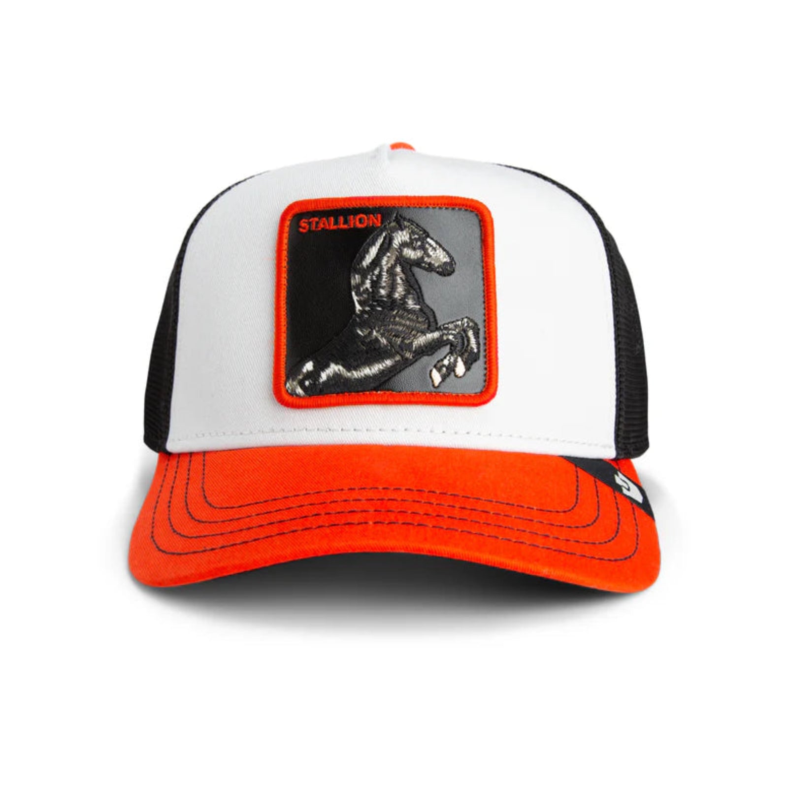 Trucker hat with a horse emblem and 'STALLION' text on a white background