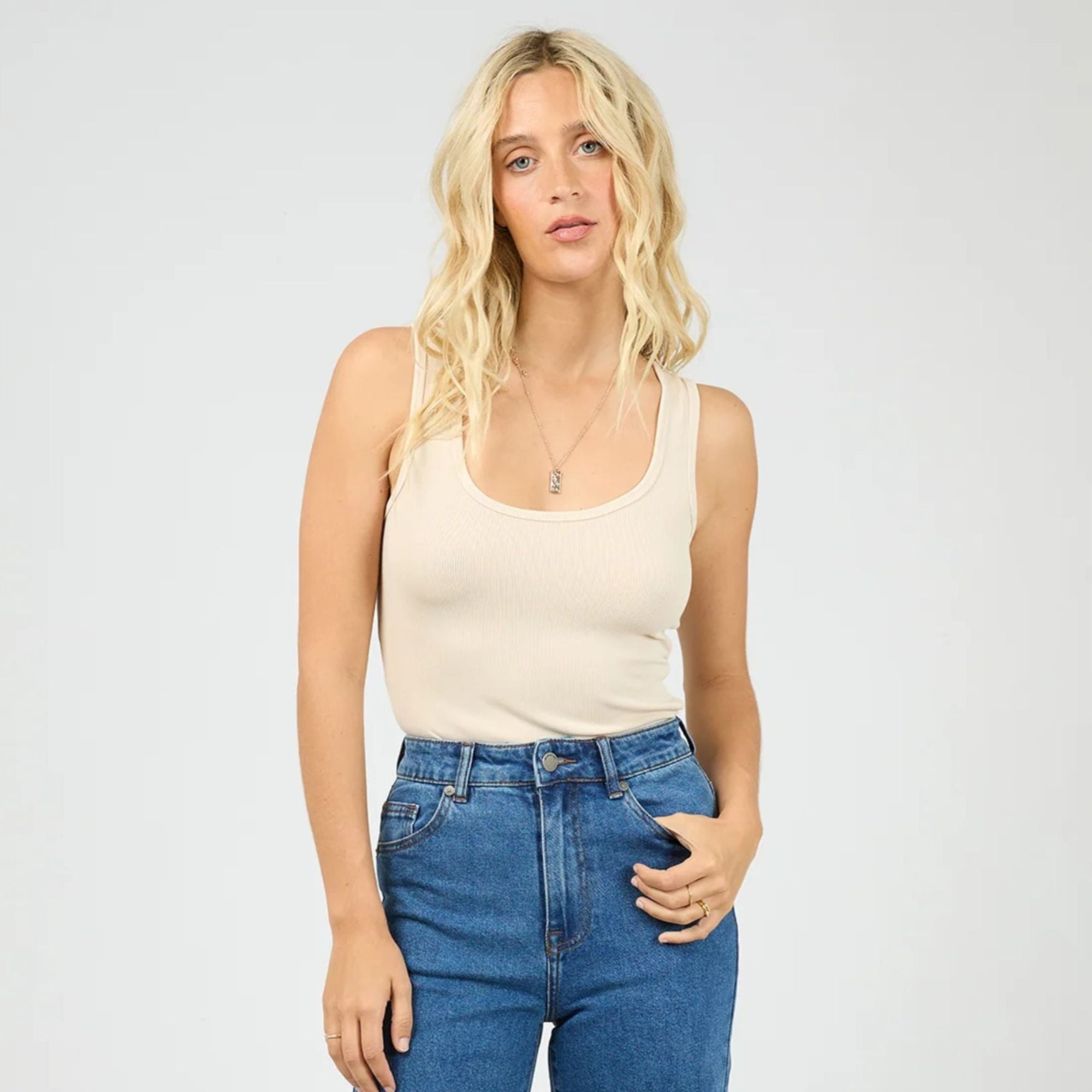 Washed Rib Scoop Neck Tank