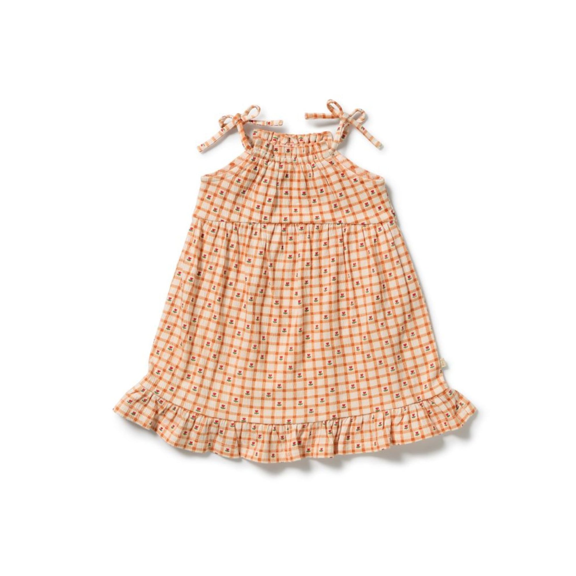 Checkerberry Organic Crinkle Ruffle Dress