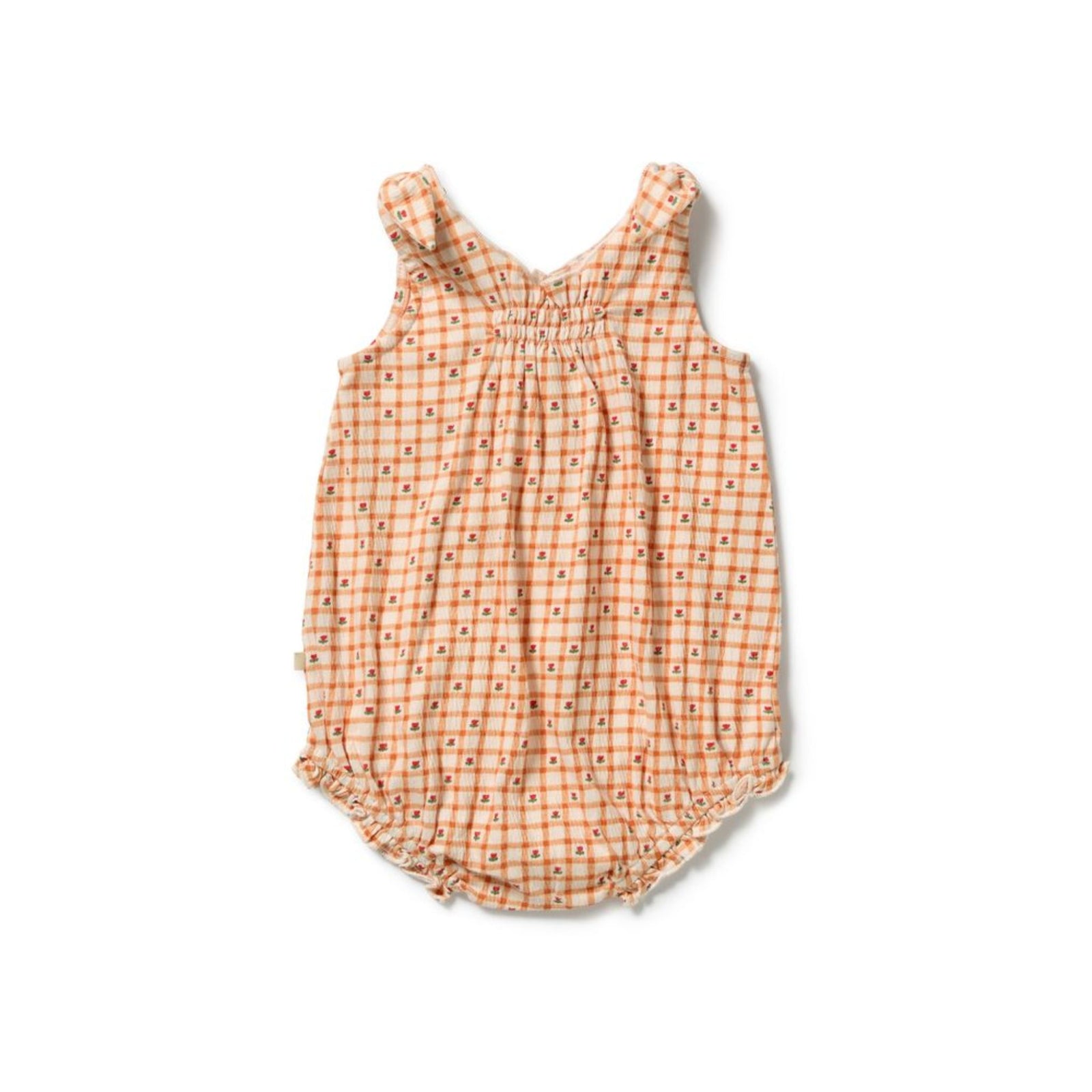 Checkerberry Organic Crinkle Tie Playsuit