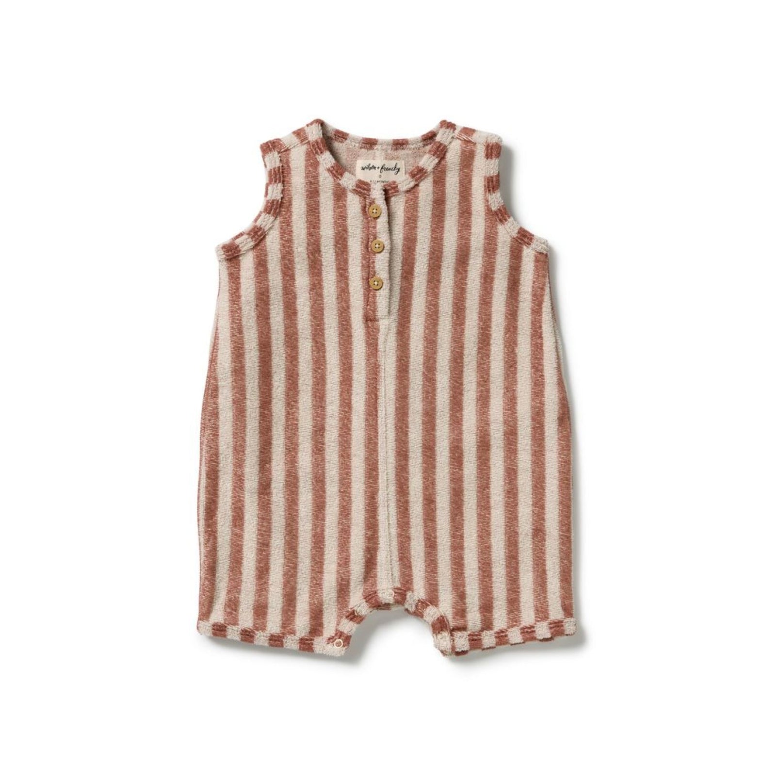 Cherry Cola Stripe Organic Terry Growsuit