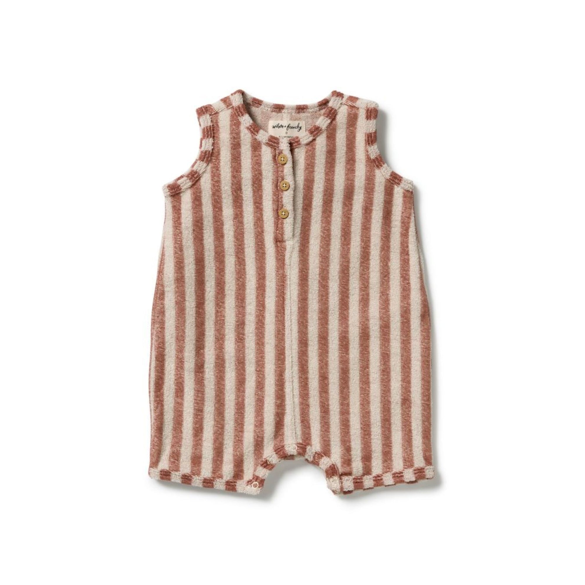 Cherry Cola Stripe Organic Terry Growsuit