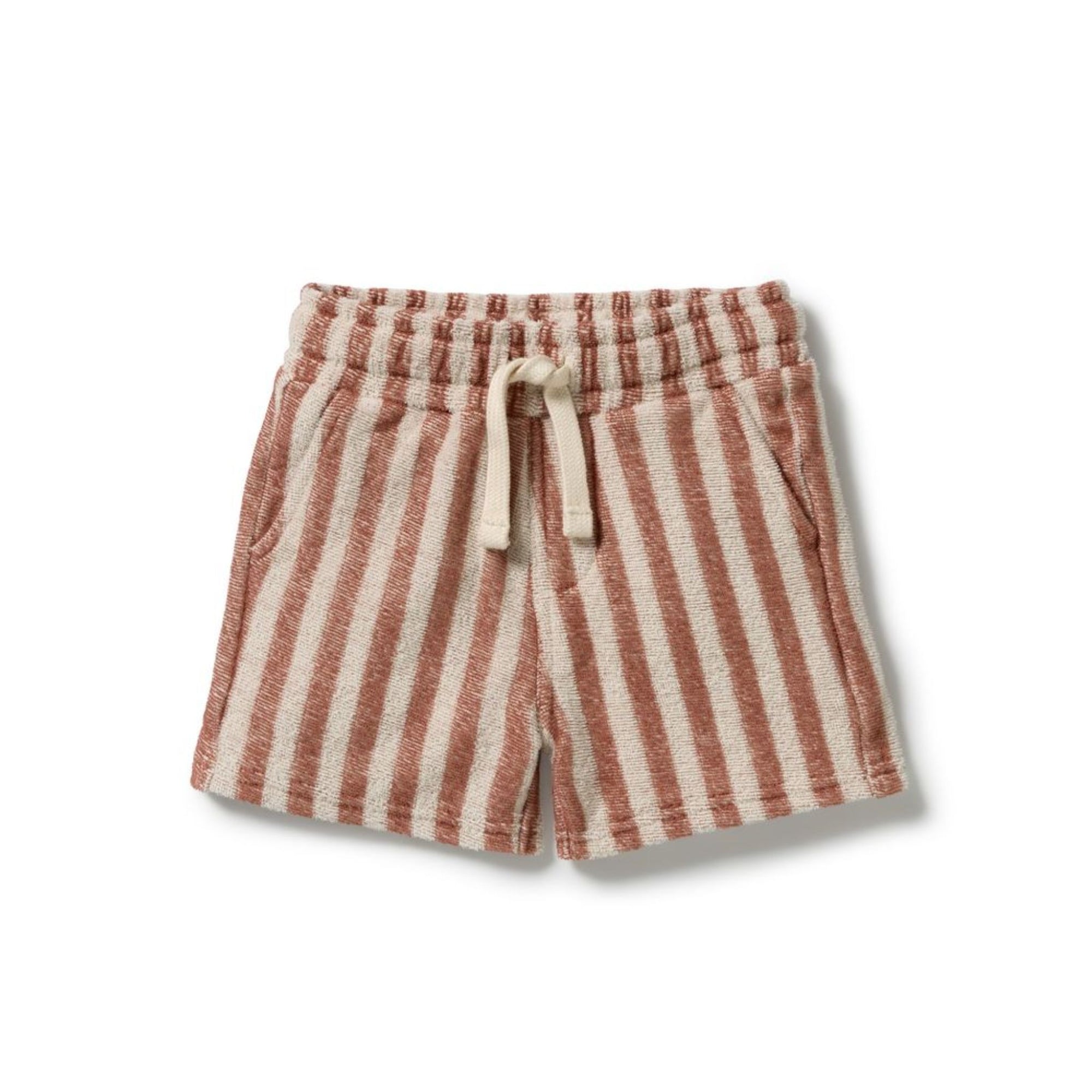 Cherry Cola Stripe Organic Terry Shorts