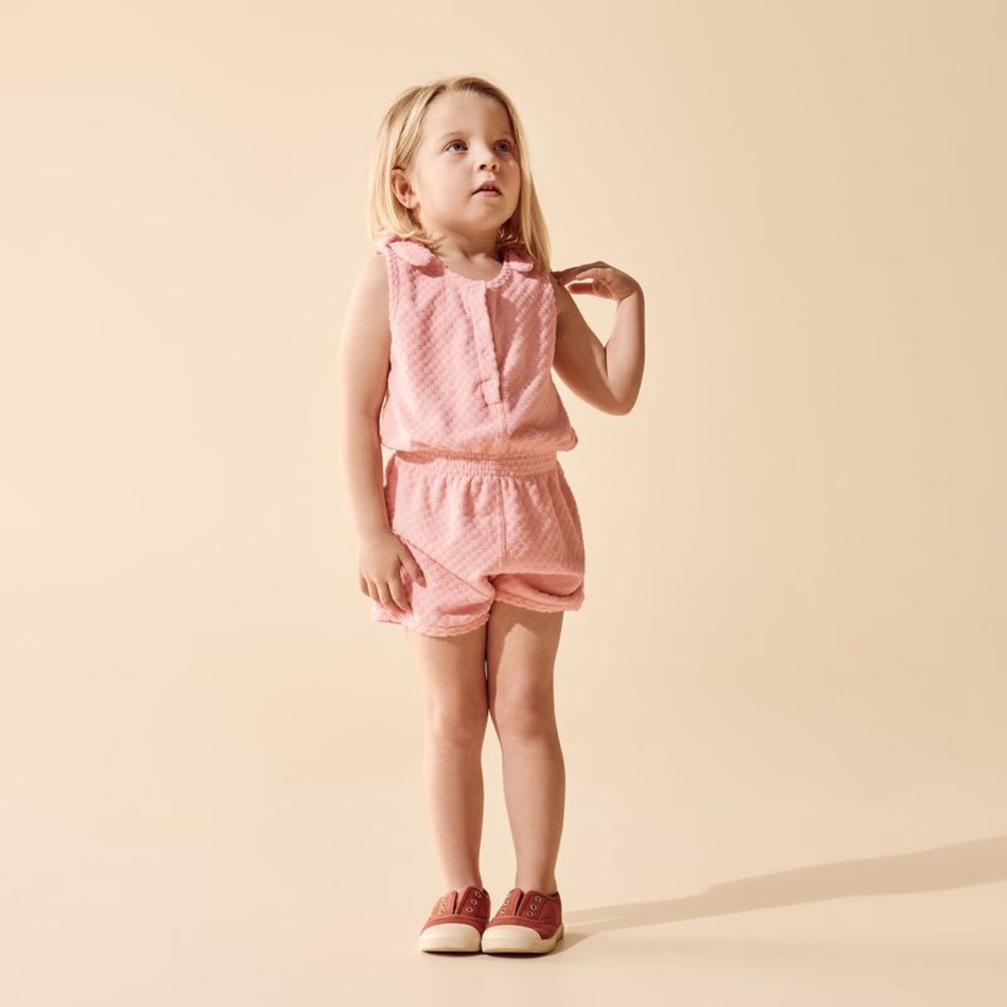 Petal Pink Organic Terry Playsuit