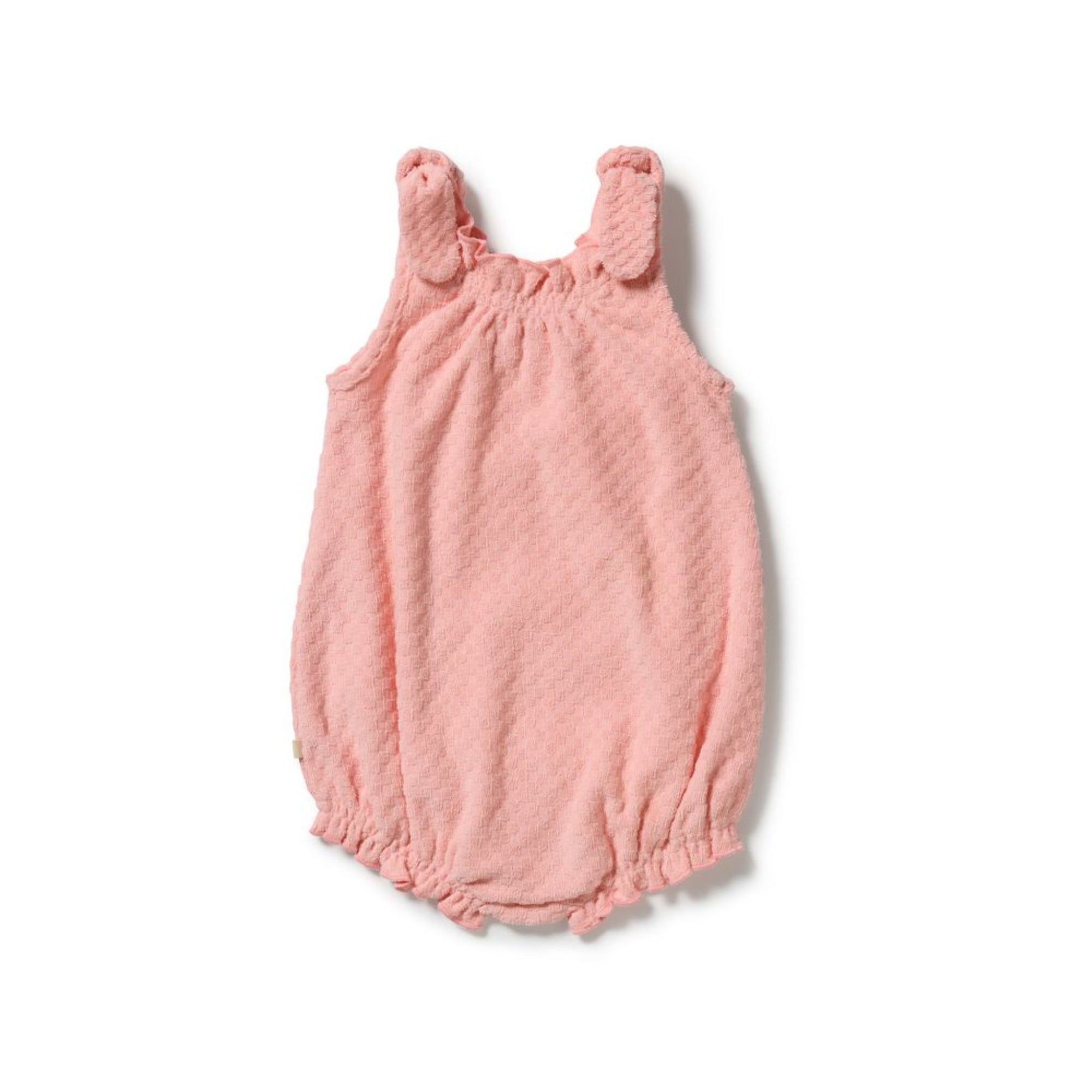 Petal Pink Check Organic Terry Tie Playsuit