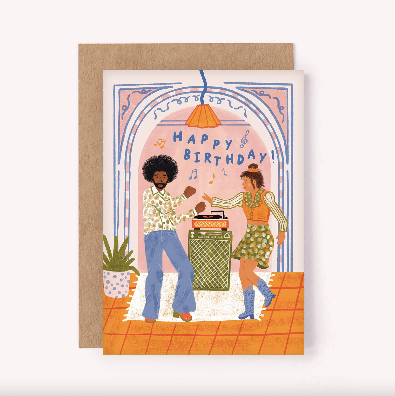 Vinyl Birthday 70's Disco Illustrated Greeting Card