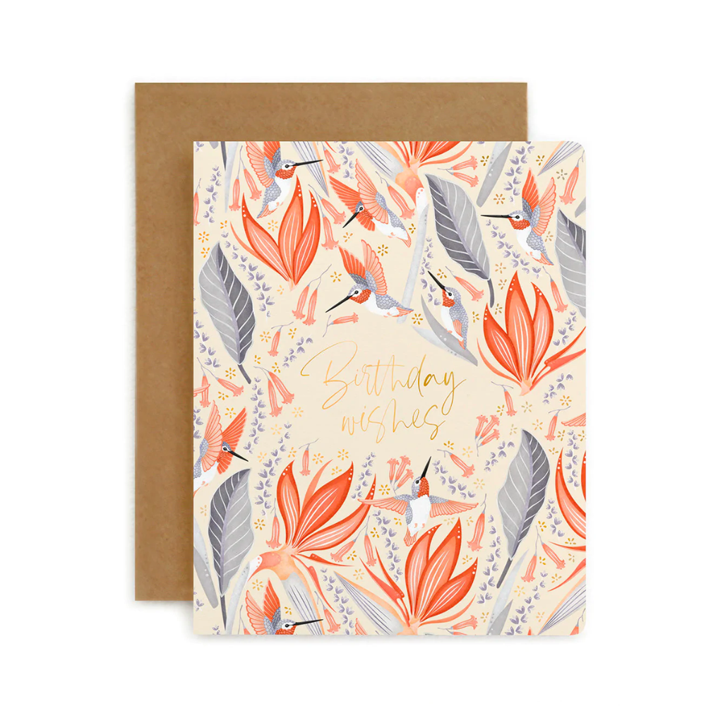 Birthday Wishes Hummingbirds Greeting Card