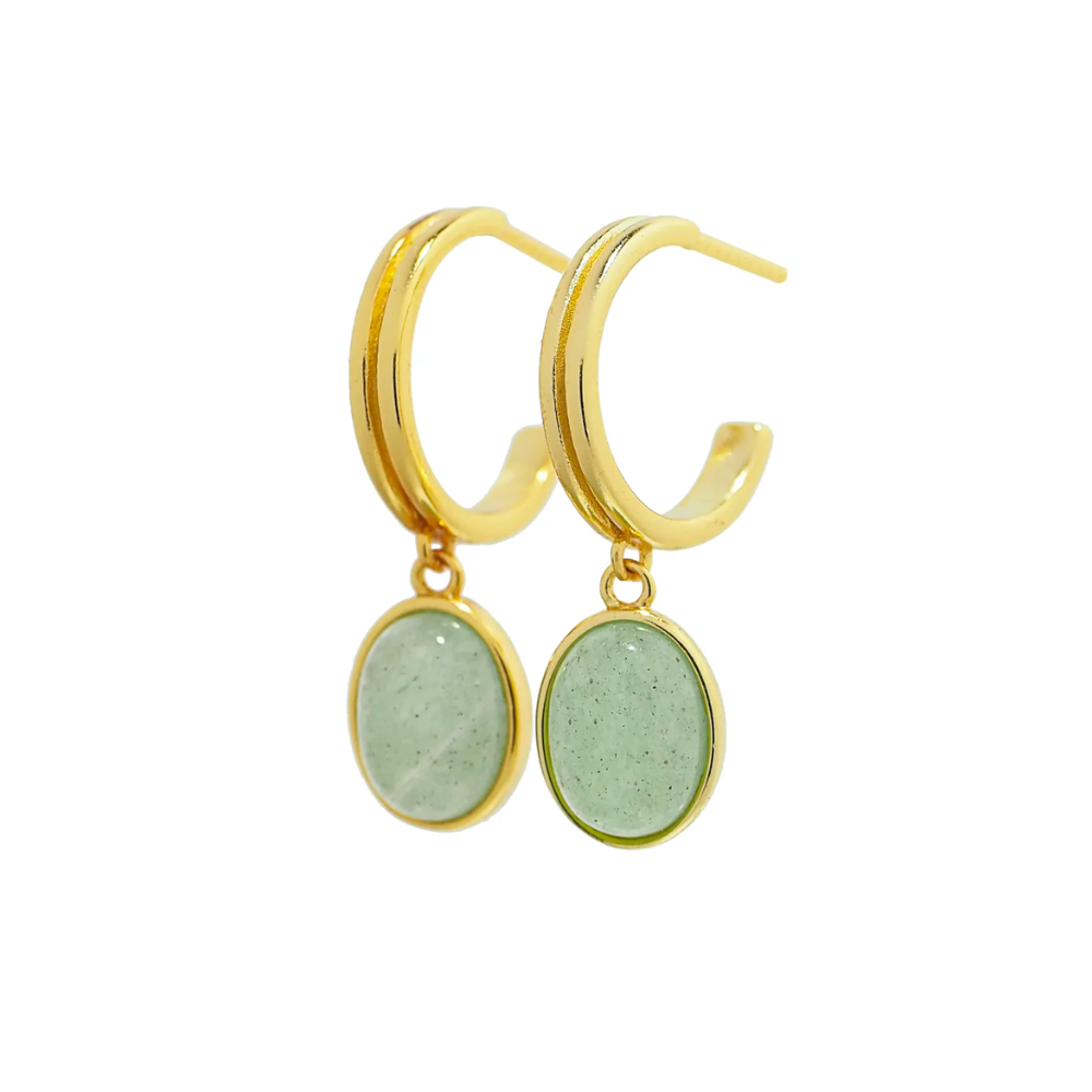 18k Gold Vermeil Jade Huggie Earrings