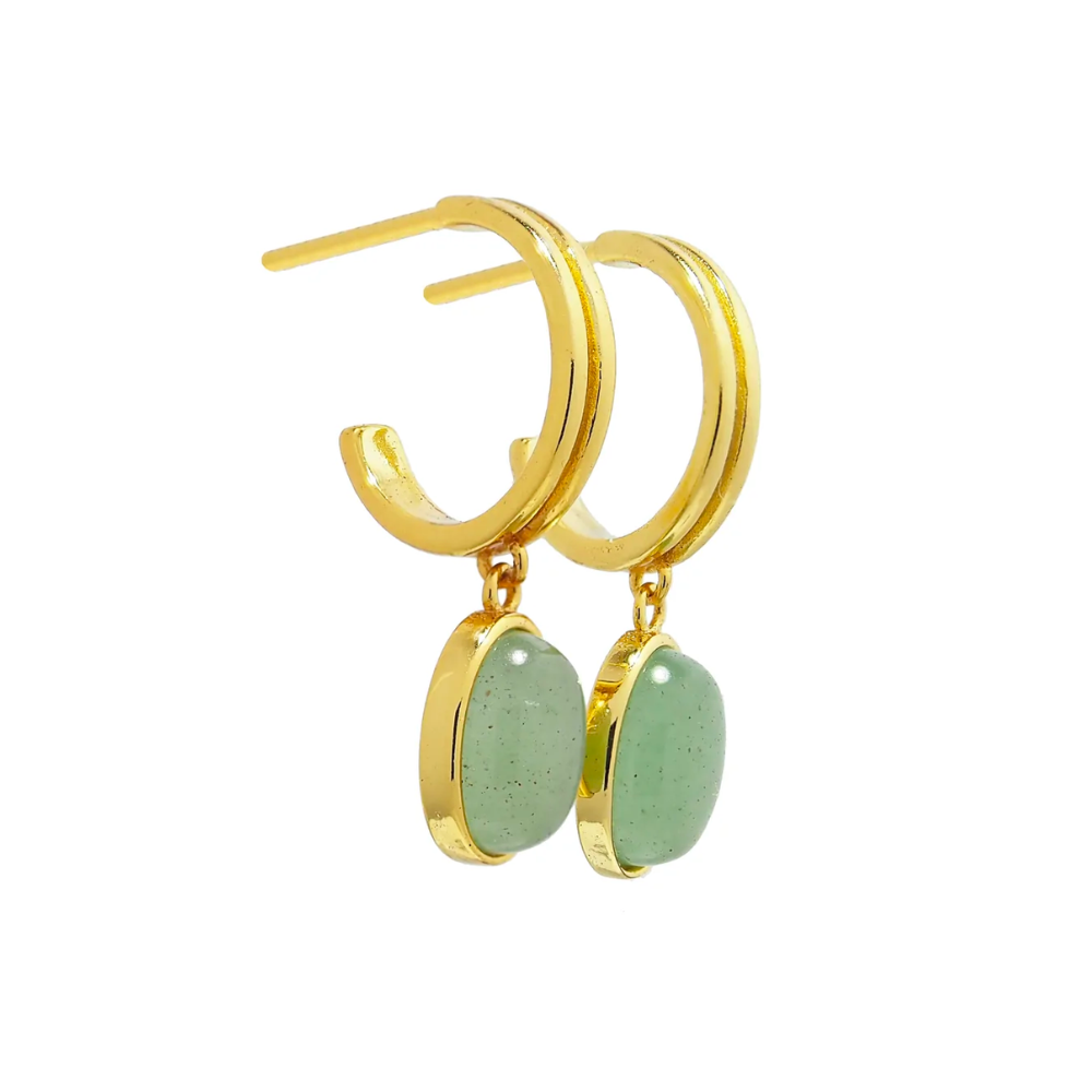 18k Gold Vermeil Jade Huggie Earrings