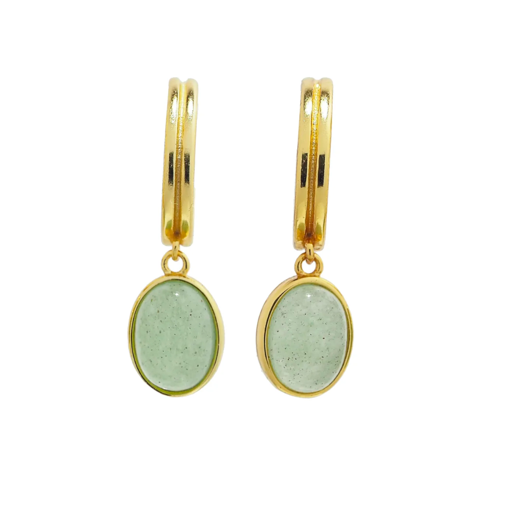 18k Gold Vermeil Jade Huggie Earrings