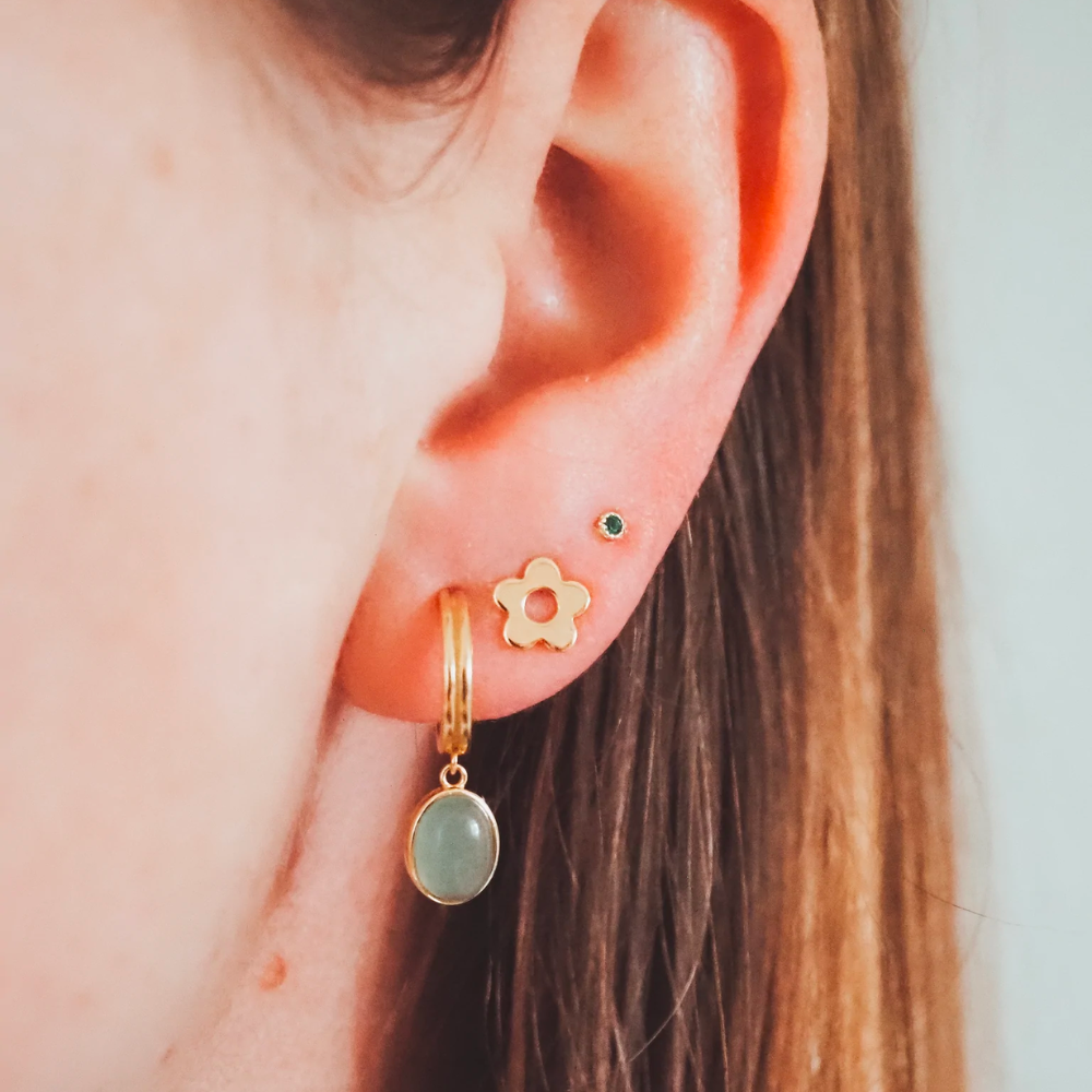 18k Gold Vermeil Jade Huggie Earrings