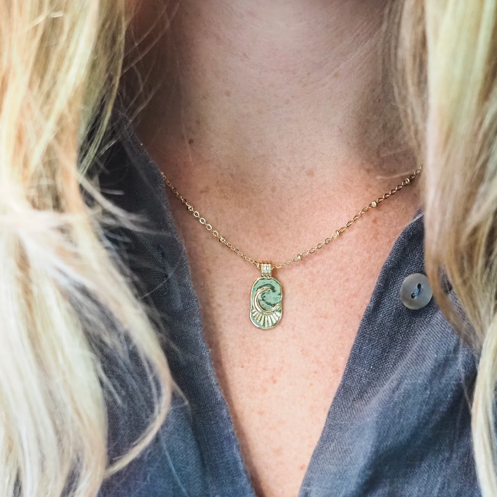 18K Gold Filled Lunar Tablet Pendant