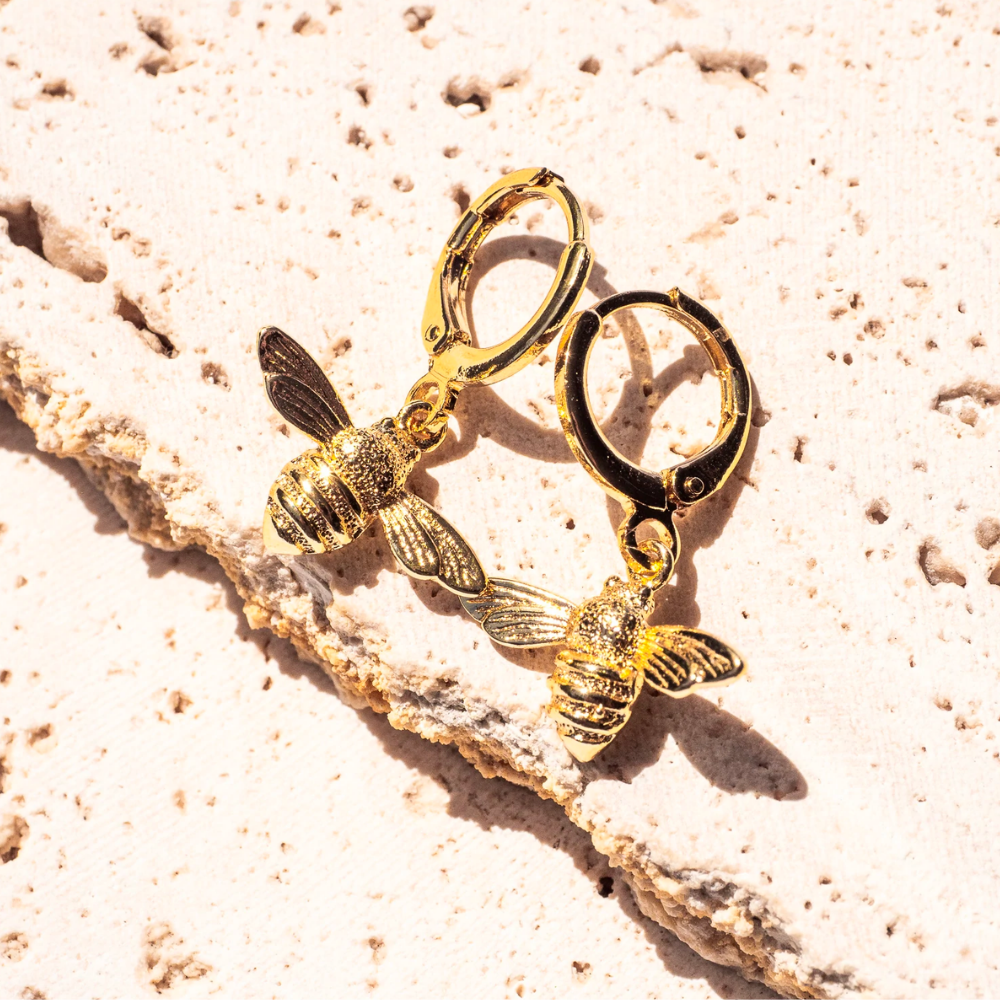 18k Gold Vermeil Bee Huggies
