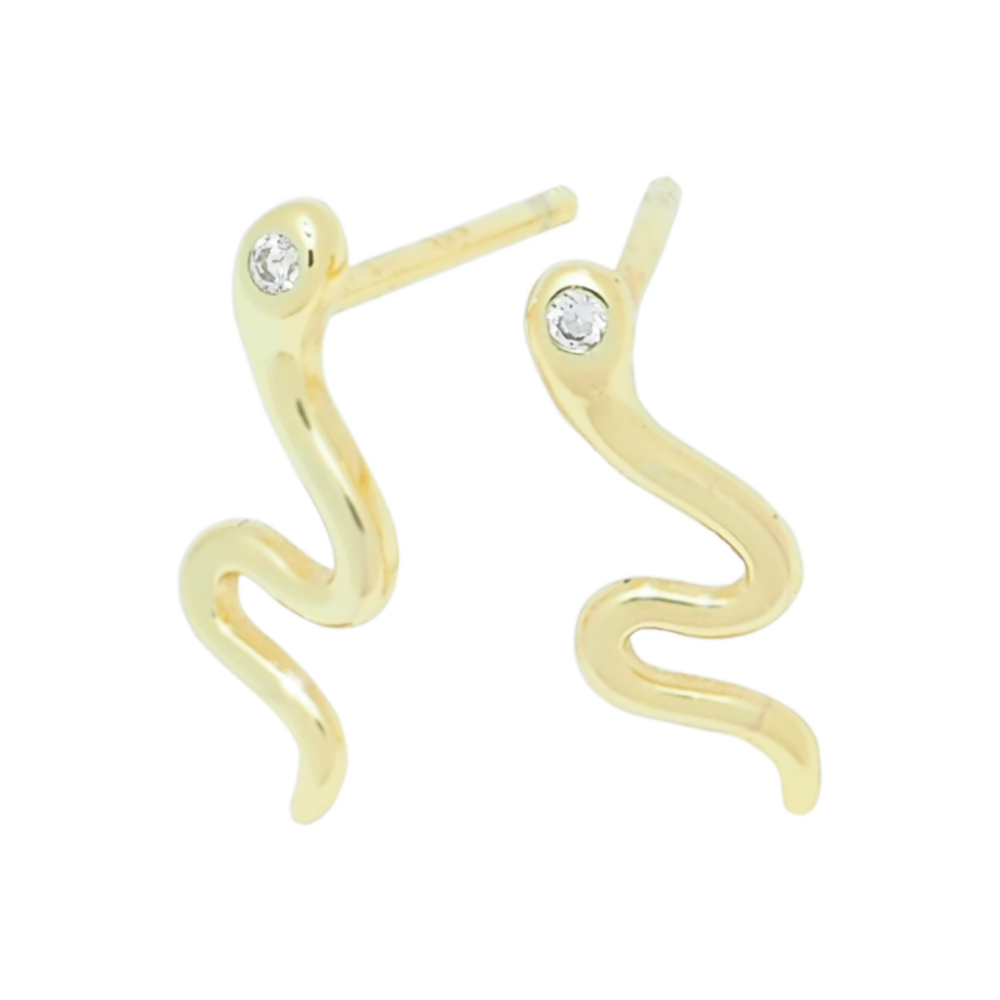 18k Gold Vermeil Delicate Snake Stud Earrings